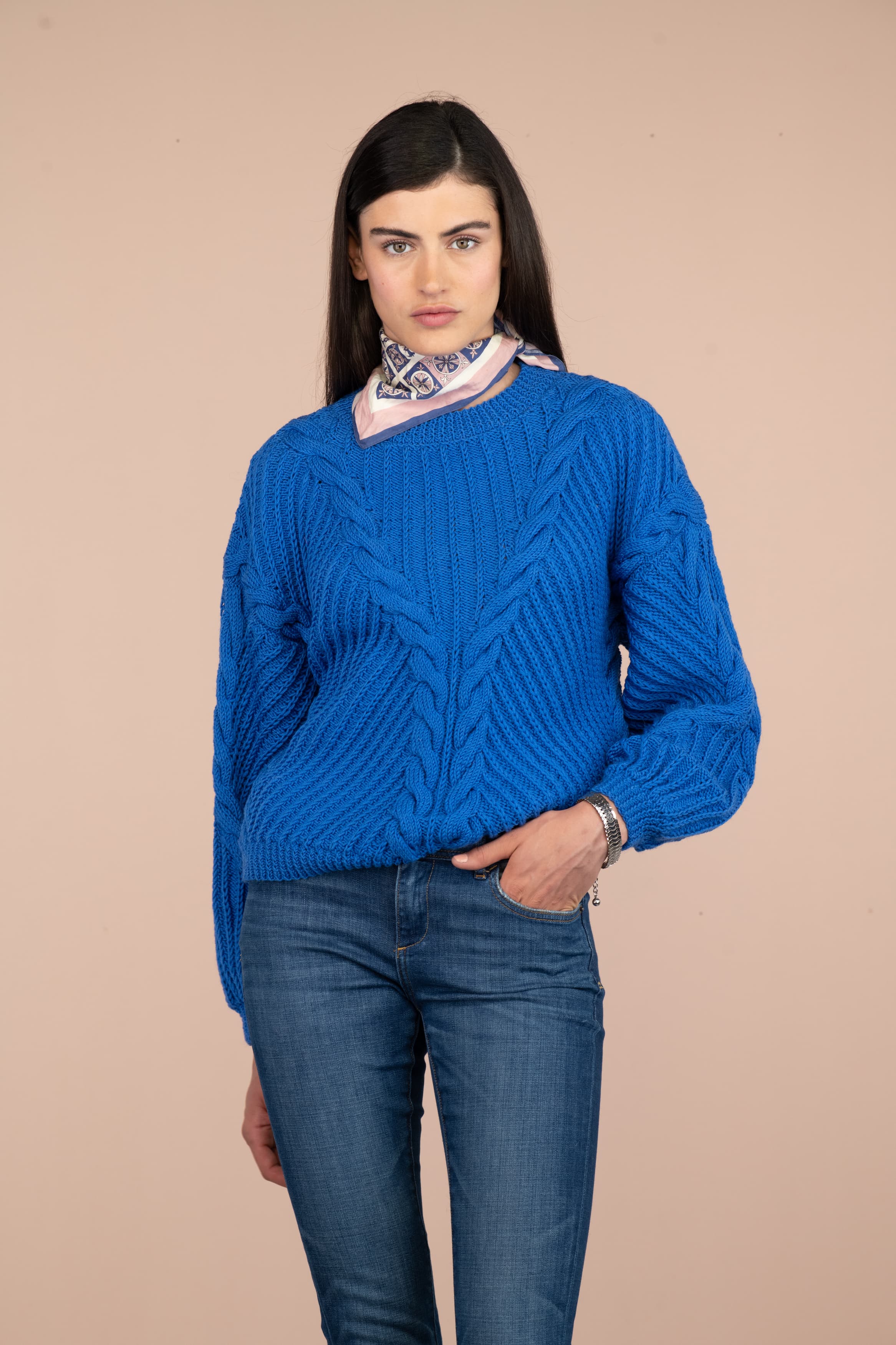 Anny Blatt Vika kit maglia taglia S cobalto merino