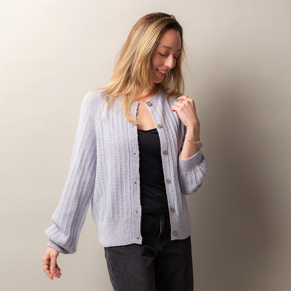 Pascuali Flowline Cardigan schema maglia top-down bottoni