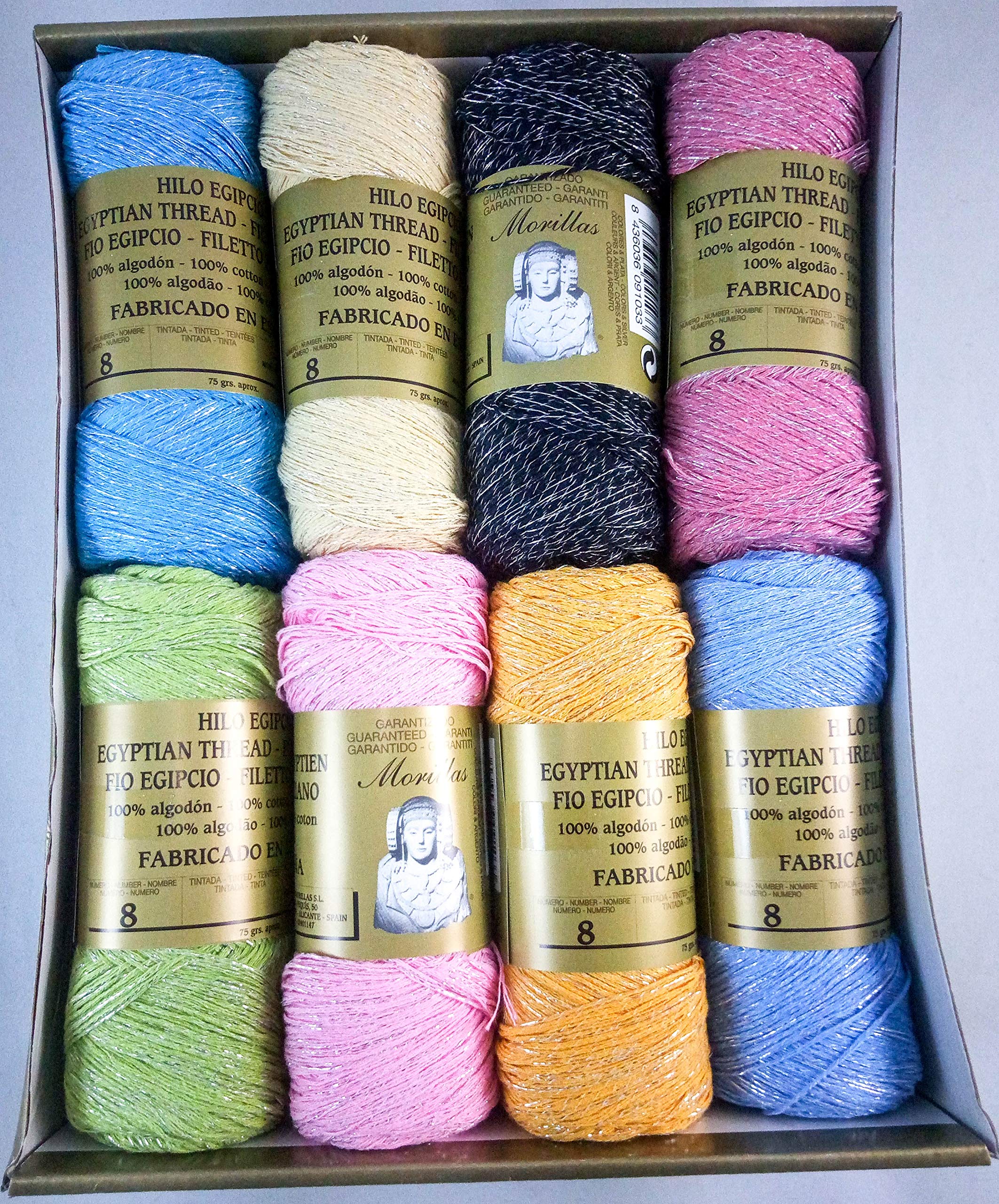 Morillas Zepelines Bombilla filato cotone 8 colori argento x16