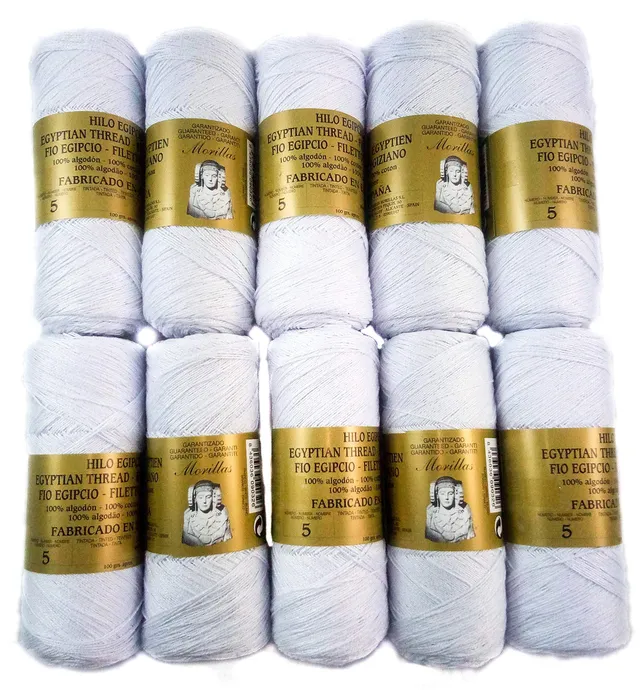Morillas Zepelines Ne 5/2 filato cotone bianco punto blu 10 pezzi