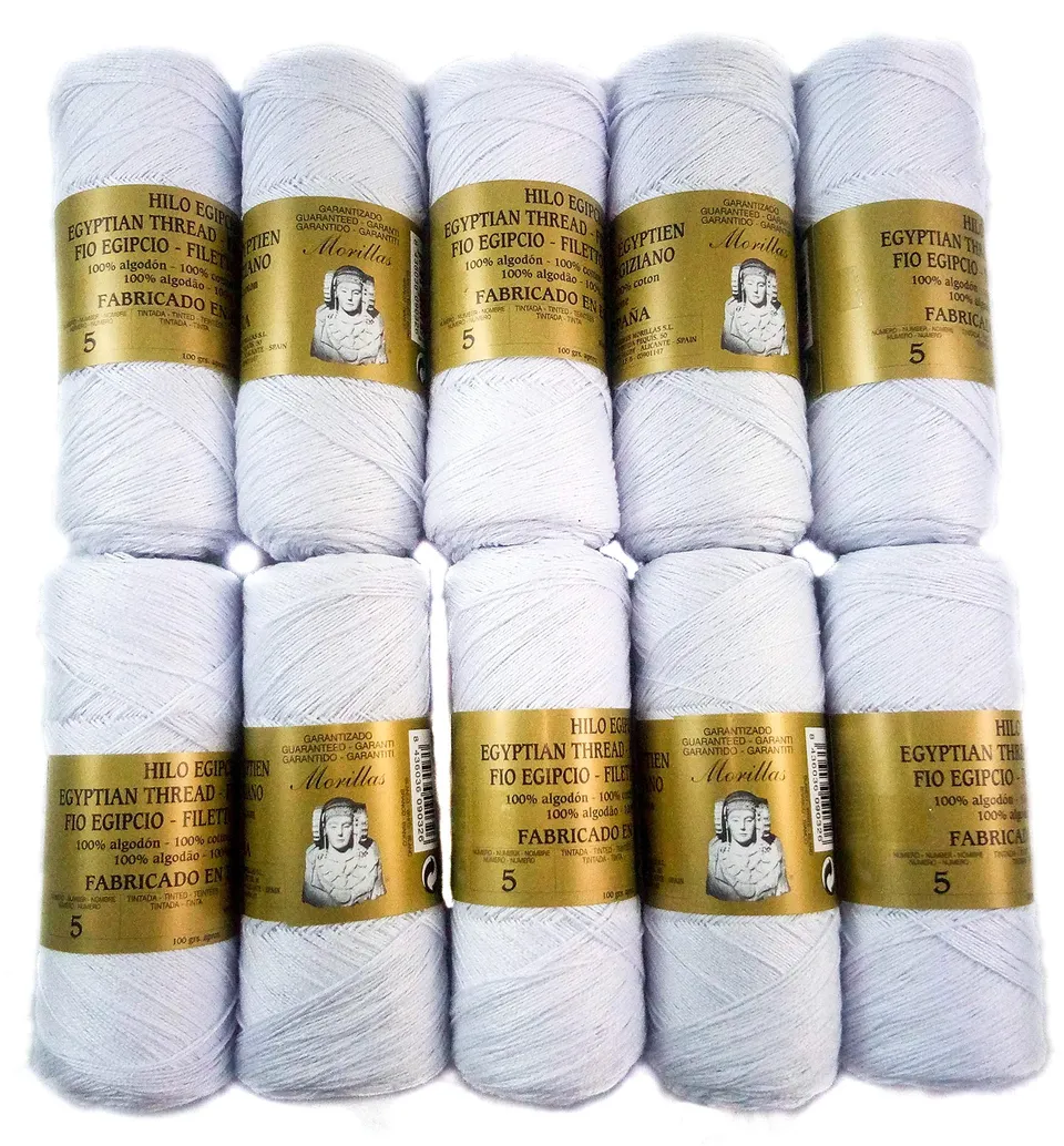 Morillas Zepelines Ne 5/2 filato cotone bianco punto blu 10 pezzi