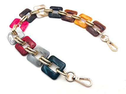 Il Filo di Arianna Square catena borsa resina 50 cm multicolor argento