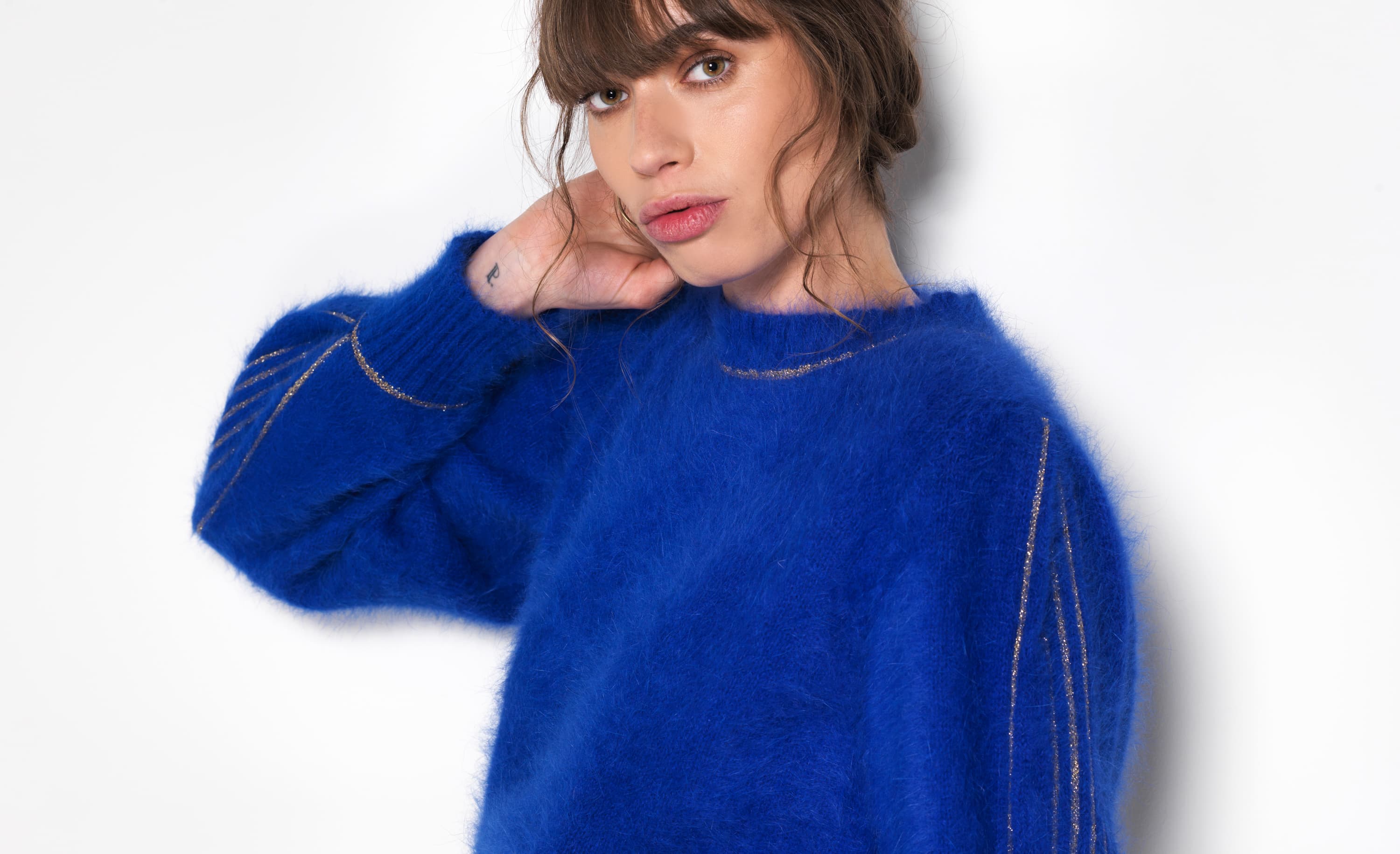 Annyblatt Angora Douceur Alix kit maglia S oro angora