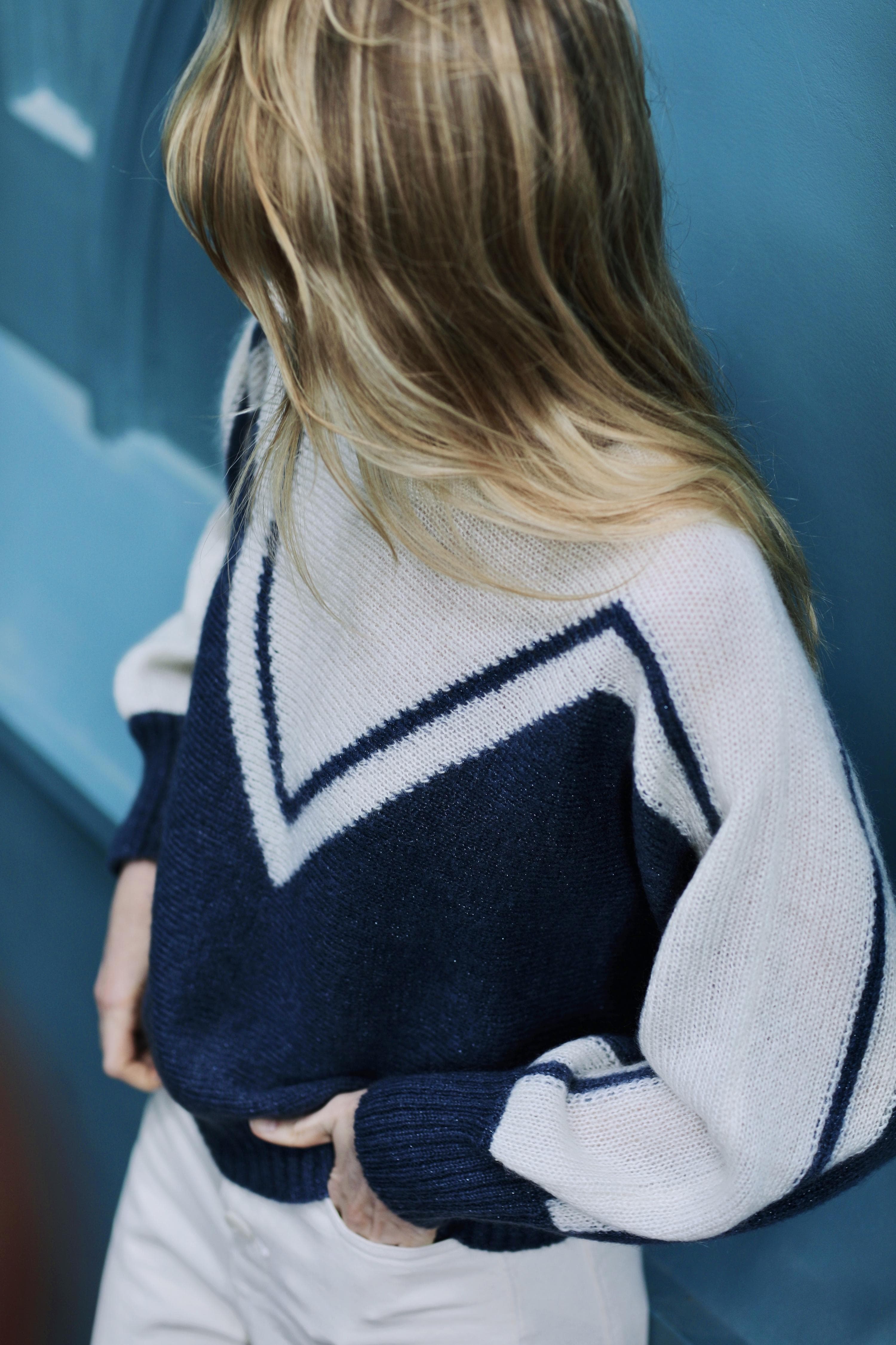 Annyblatt Cyclone maglione mohair S naturale antracite