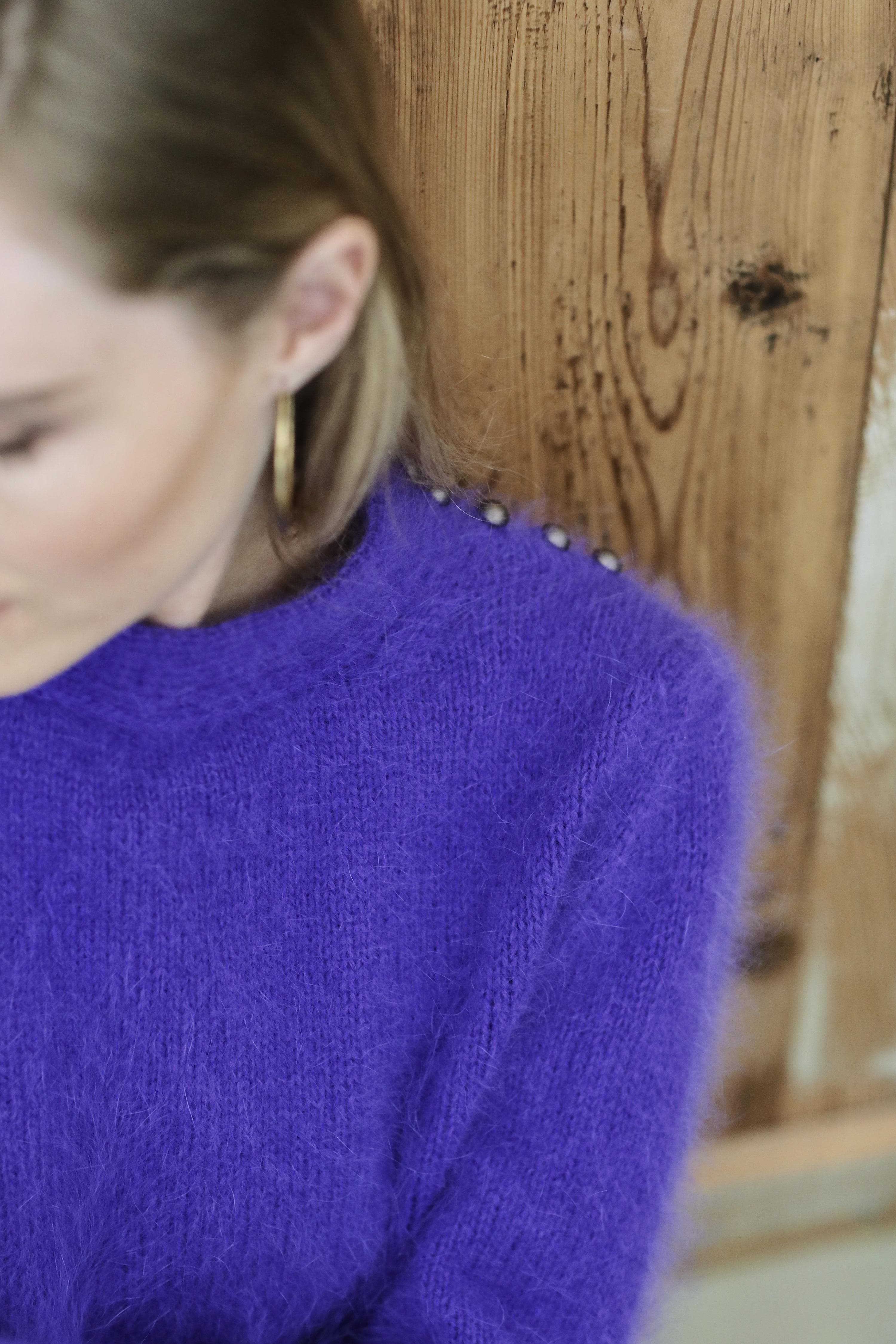 Anny Blatt Vivienne pull angora blu S