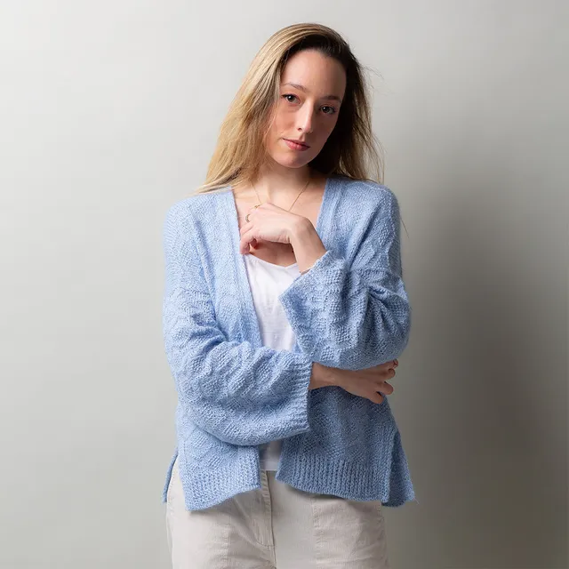 Pascuali Diamond Breeze schema maglia cardigan aperto mohair