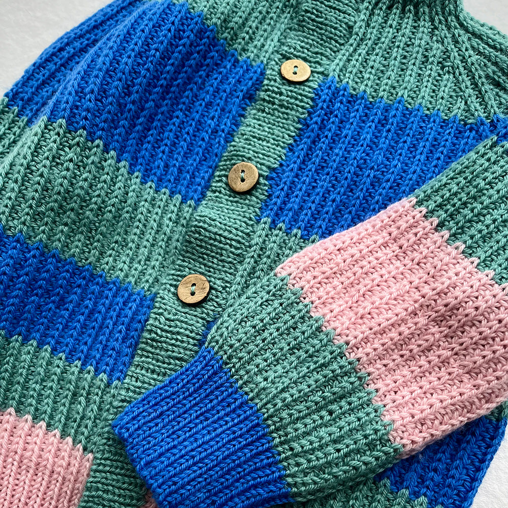 Pascuali Jesina Baby Cardigan schema maglia bimbi color blocks