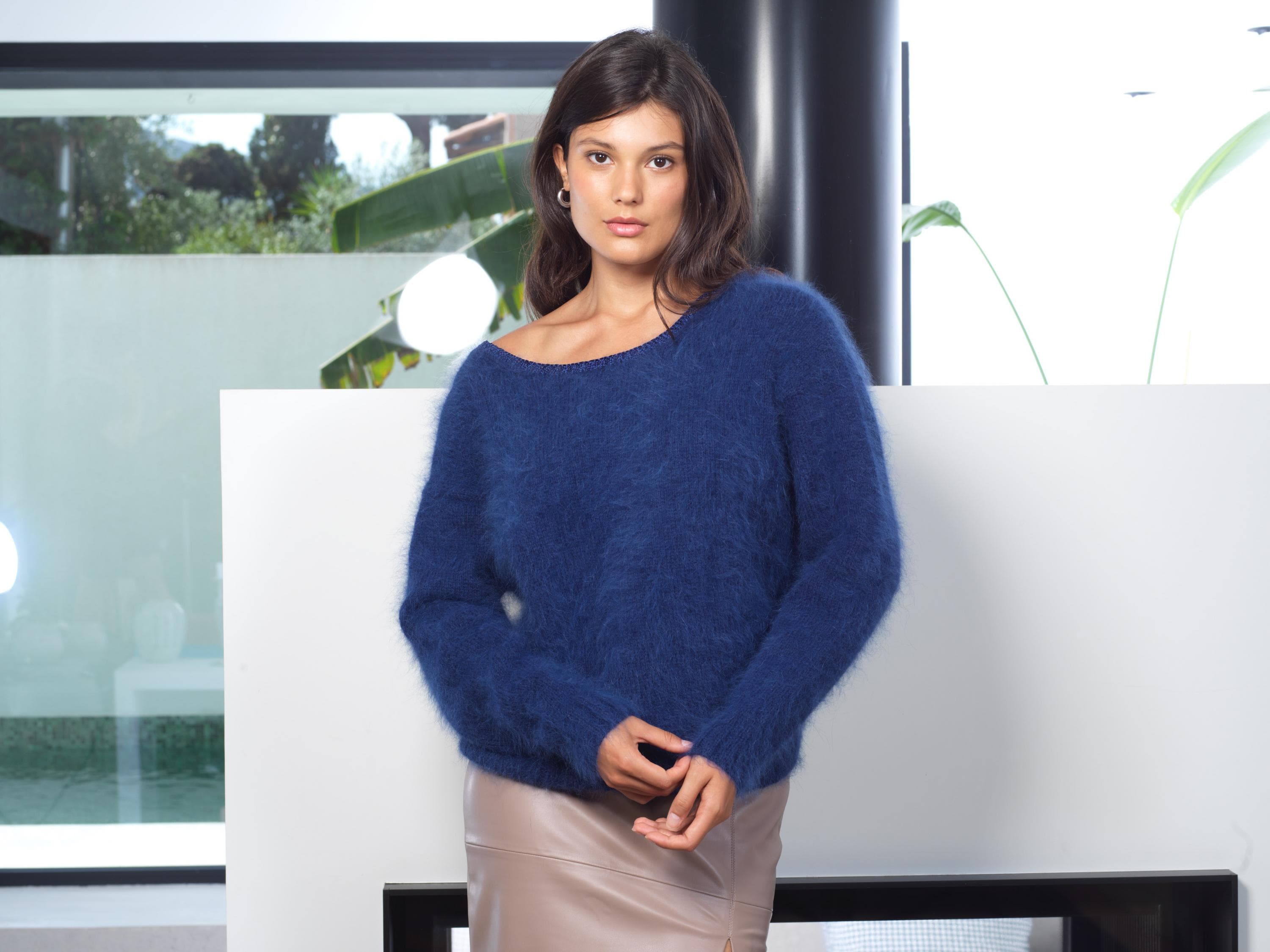 Annyblatt Jeanne pull scollo V kit maglia taglia S blu marine