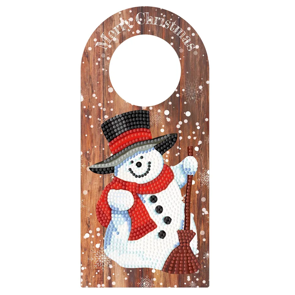 Fuoriporta legno diamond painting pupazzo di neve