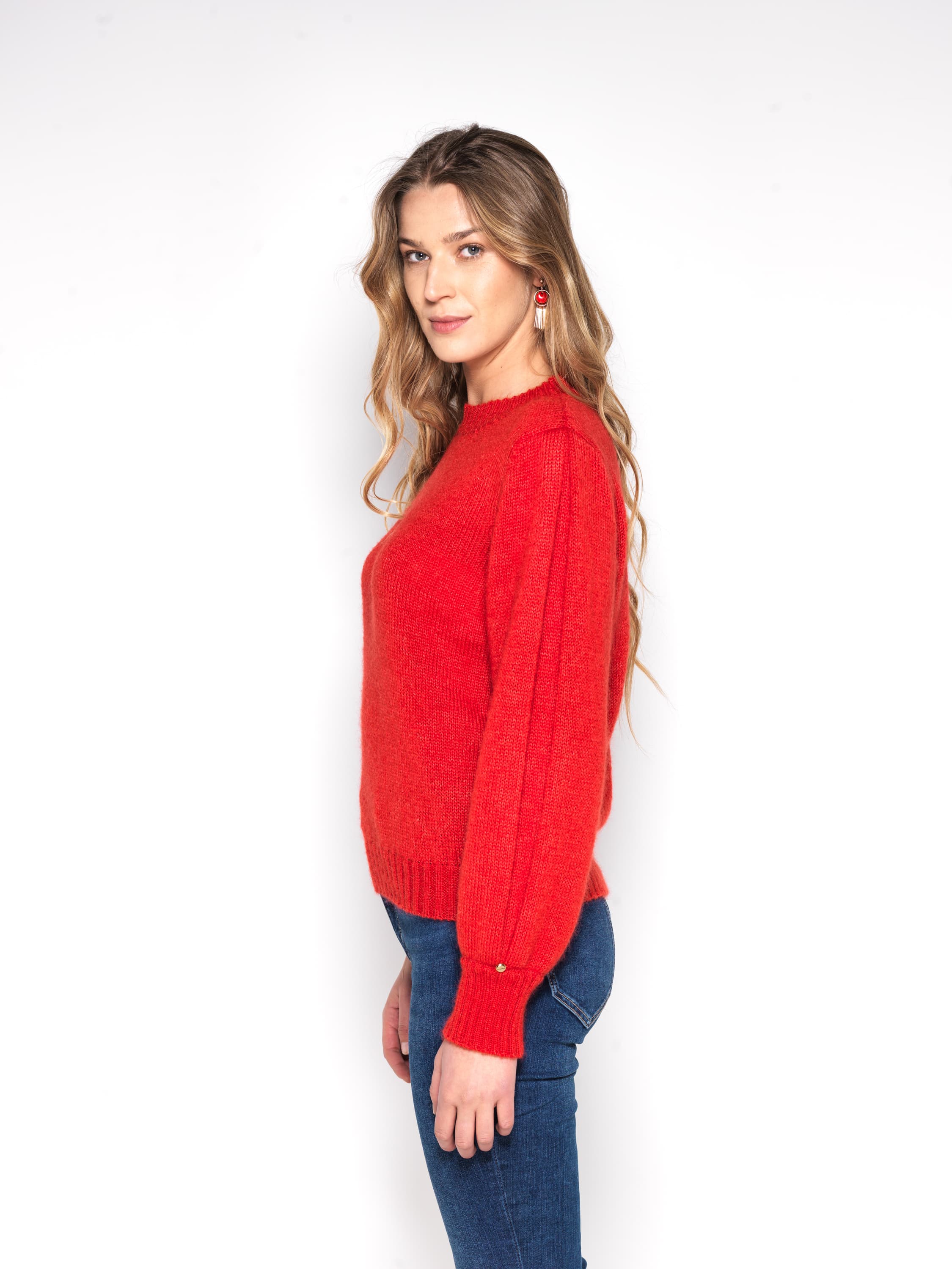 Anny Blatt Alix maglione mohair rosso baiser 72% mohair