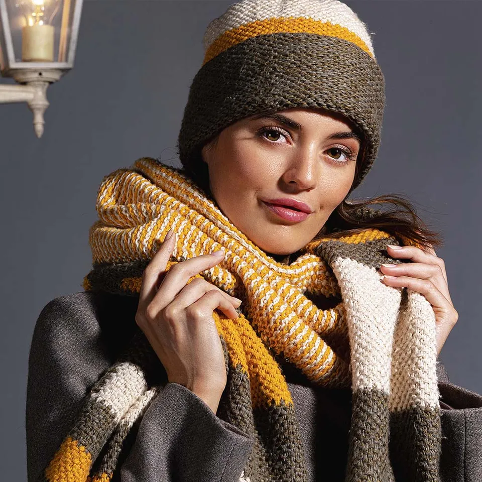 Pascuali Pema schema set sciarpa cappello color block cotone