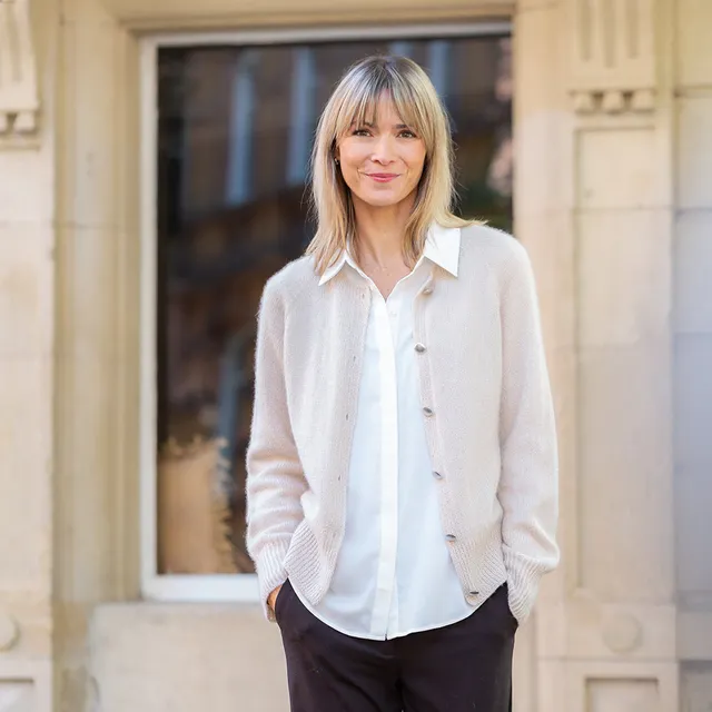 Pascuali Velvet Line Cardigan schema maglia cashmere top-down