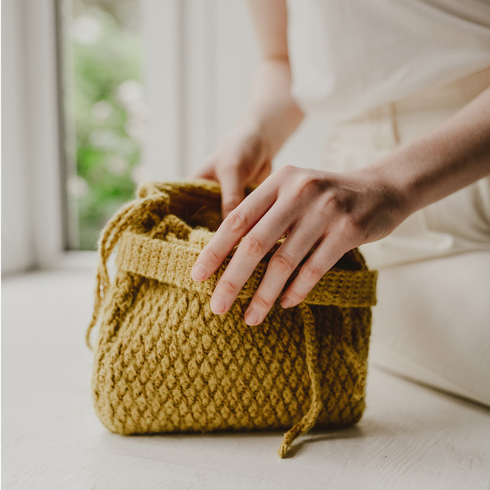 Pascuali Lunti schema uncinetto clutch cotone mohair