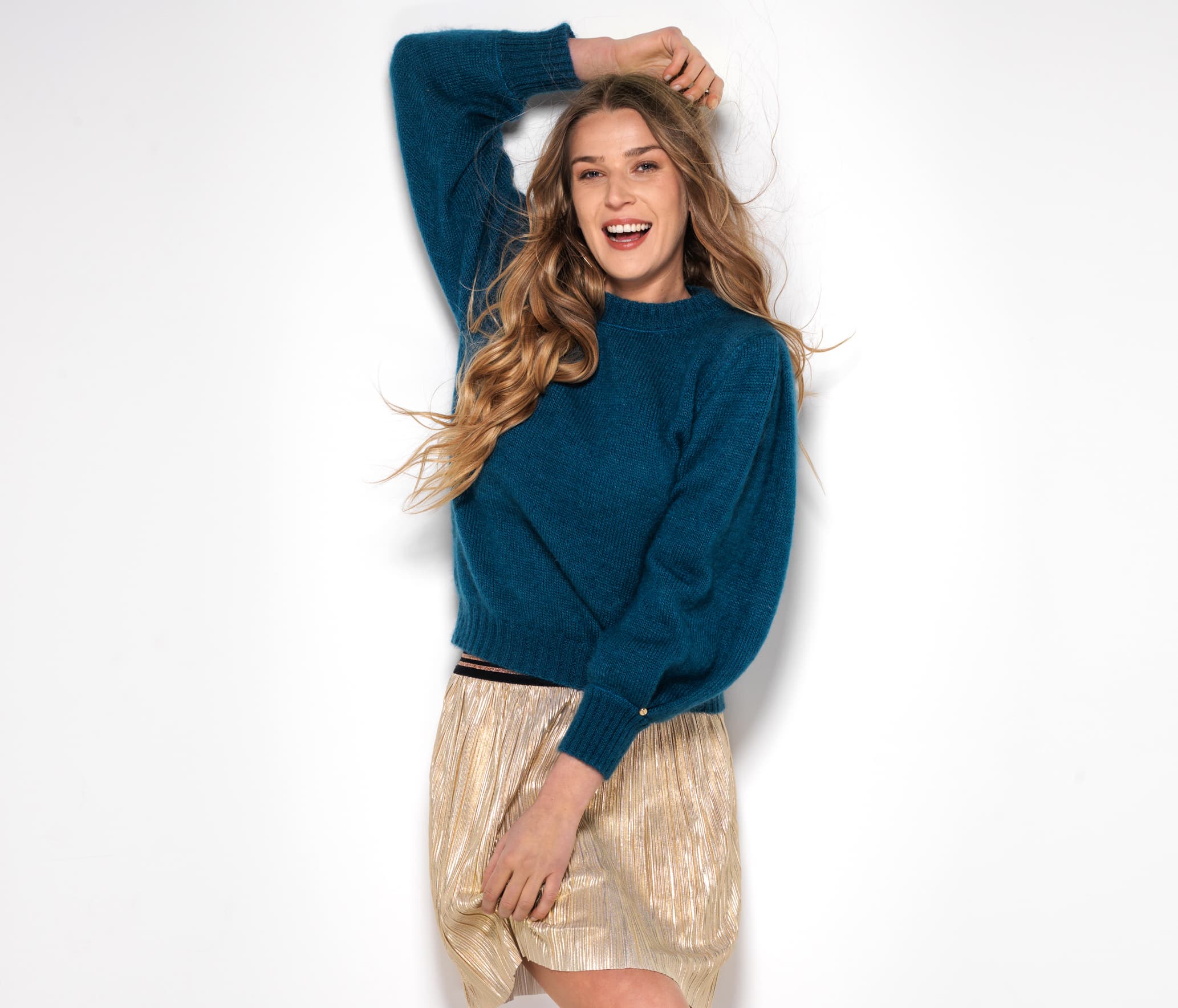 Anny Blatt Honey Moon Alix maglione mohair pacifico