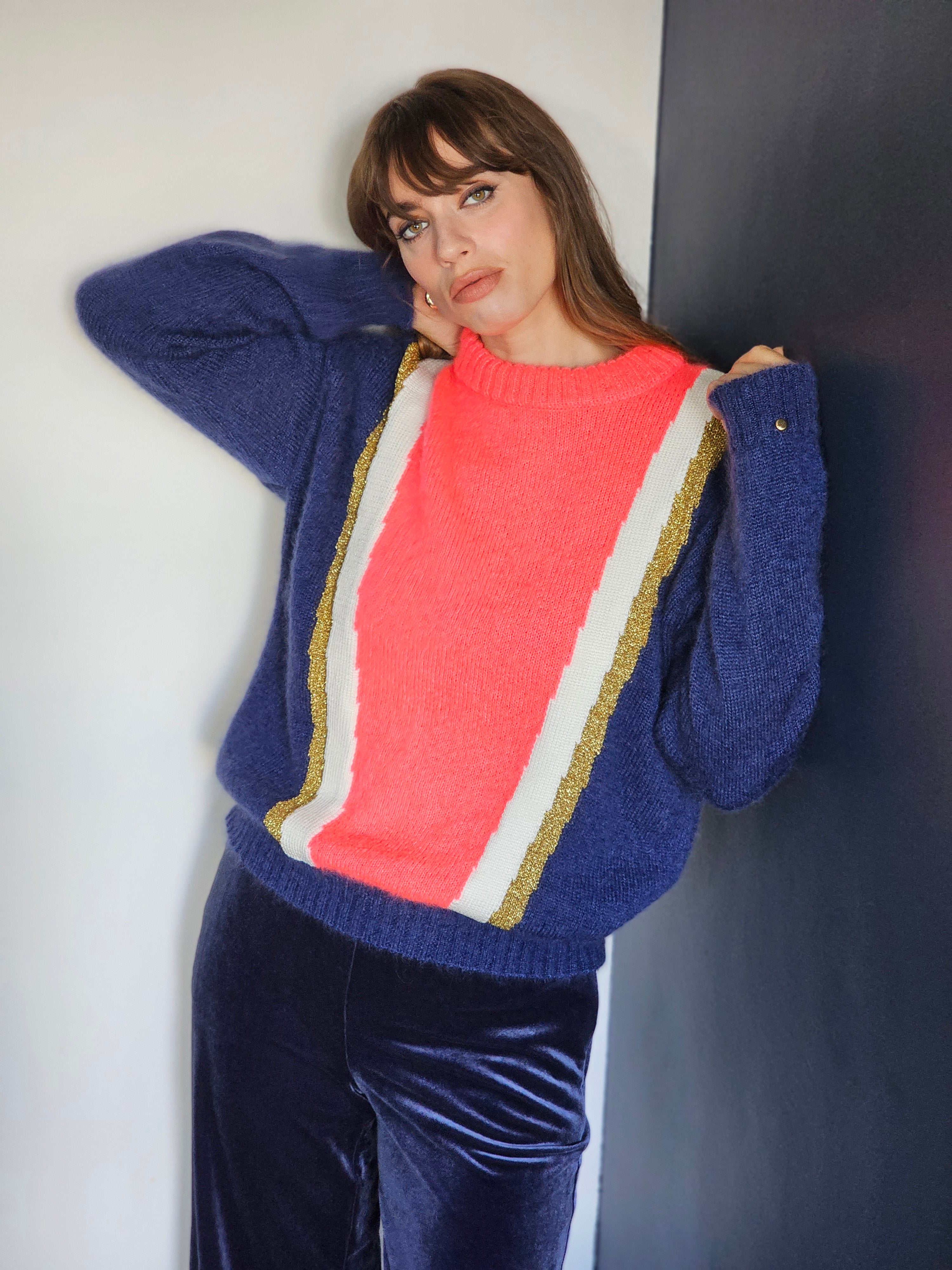 Anny Blatt Serena maglione mohair seta neon