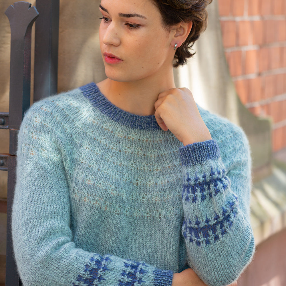Pascuali Feathertrace maglione schema maglia top-down