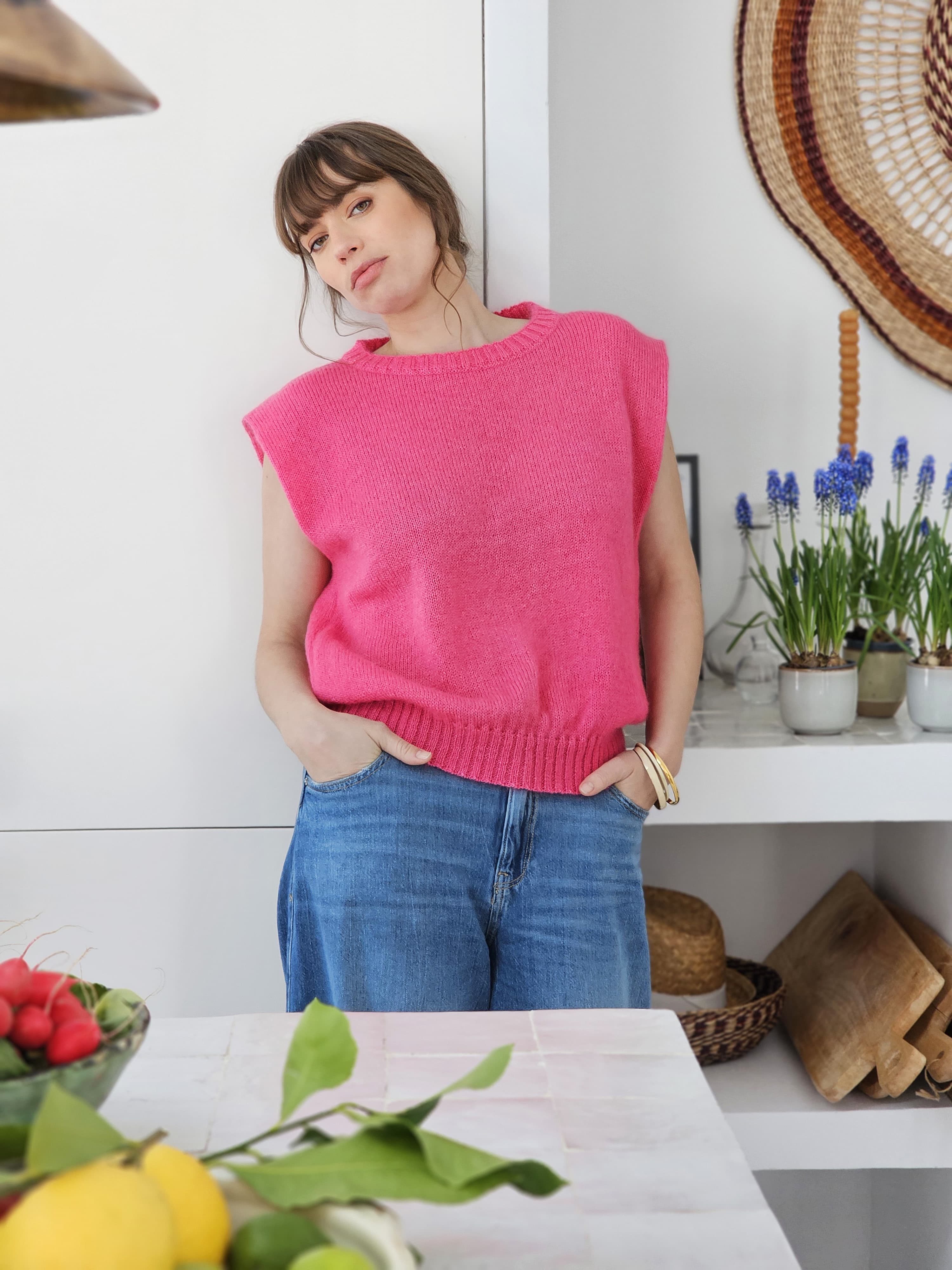 Anny Blatt Suzie pull kit maglia senza maniche mohair Naturel