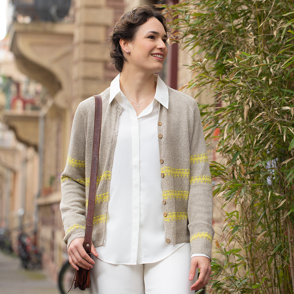 Pascuali Sunline Cardigan schema maglia lino top-down