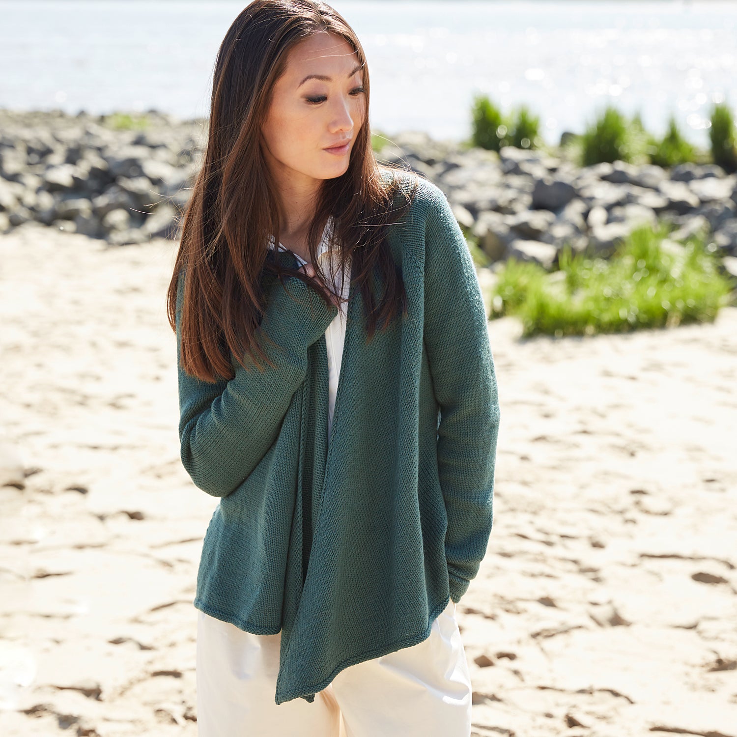 Rosy Green Wool Kanshoku schema cardigan download aperto