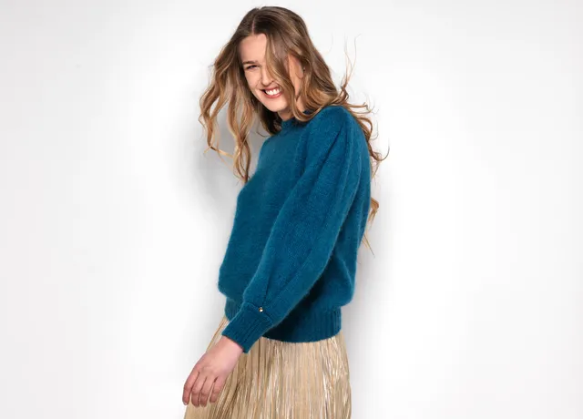 Anny Blatt Honey Moon Alix maglione mohair pacifico