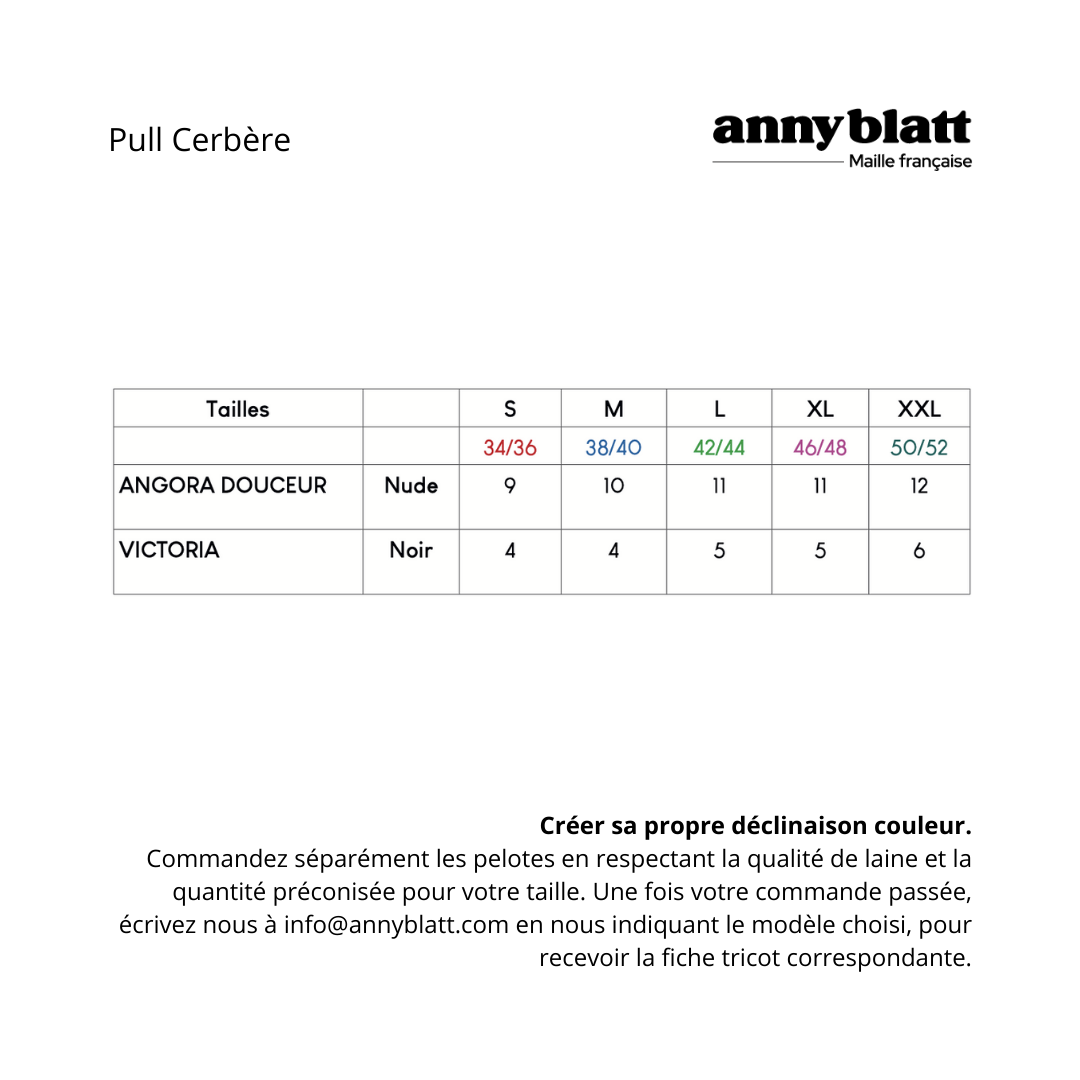 Anny Blatt Cerbère pull kit maglia S naturale nero mohair