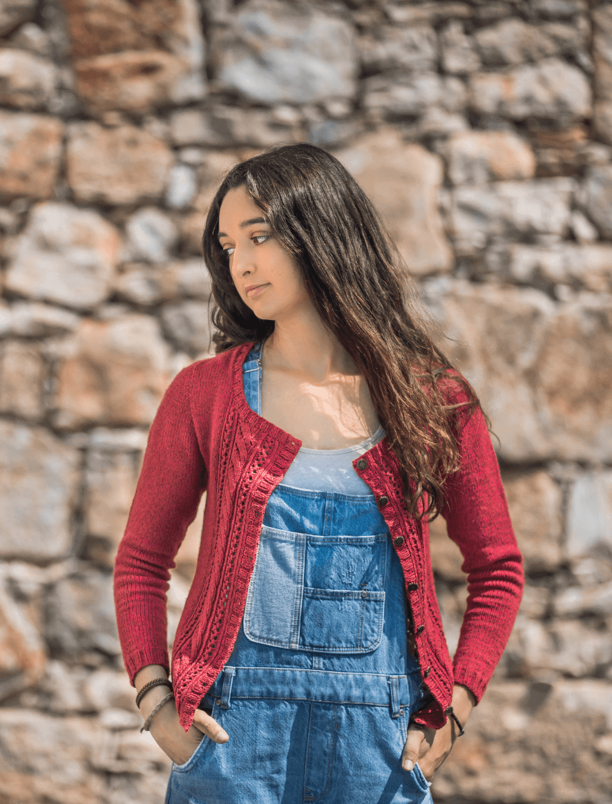 Rosarios4 223 Casaco Belmonte modello maglia giacca donna