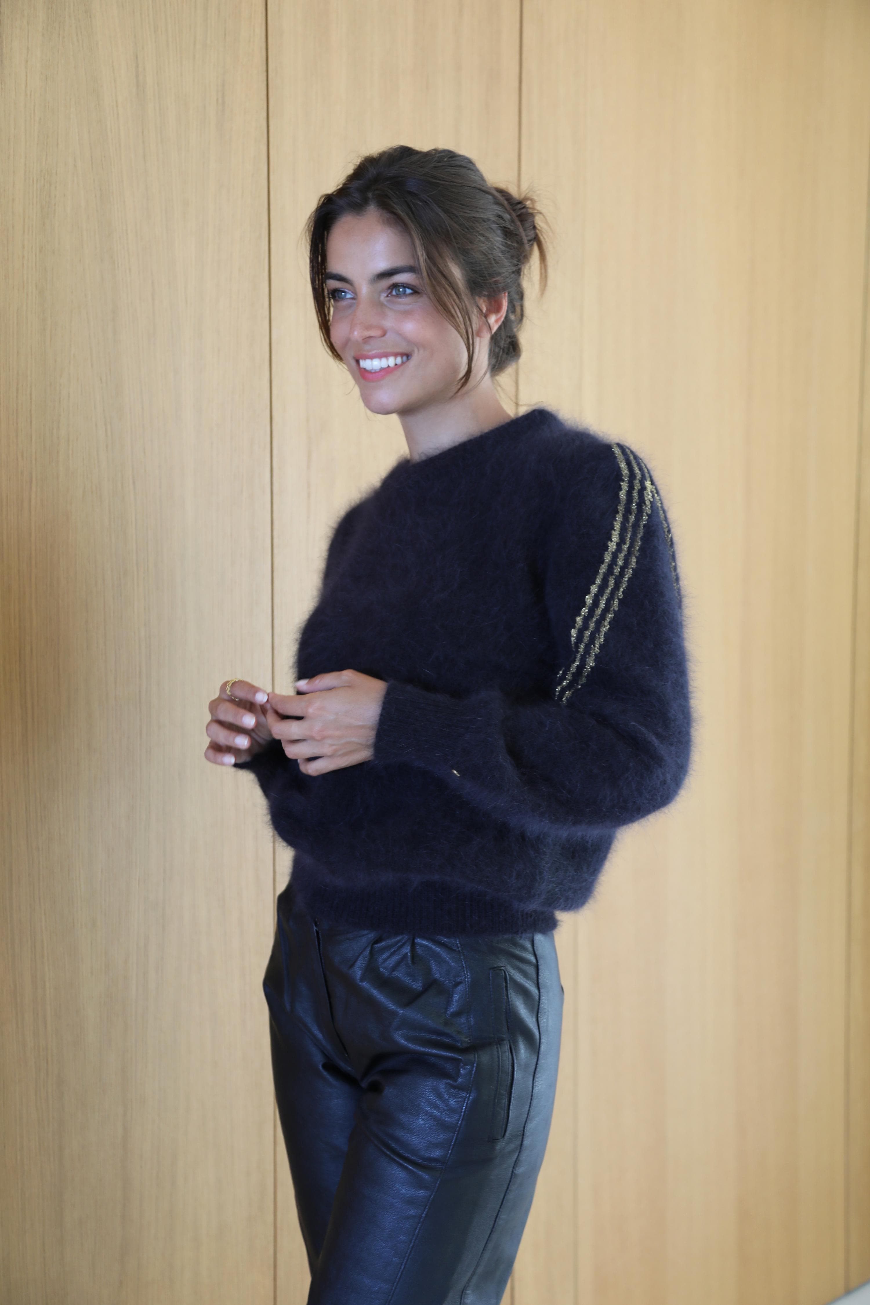 Anny Blatt Mona kit maglia pull angora nero oro