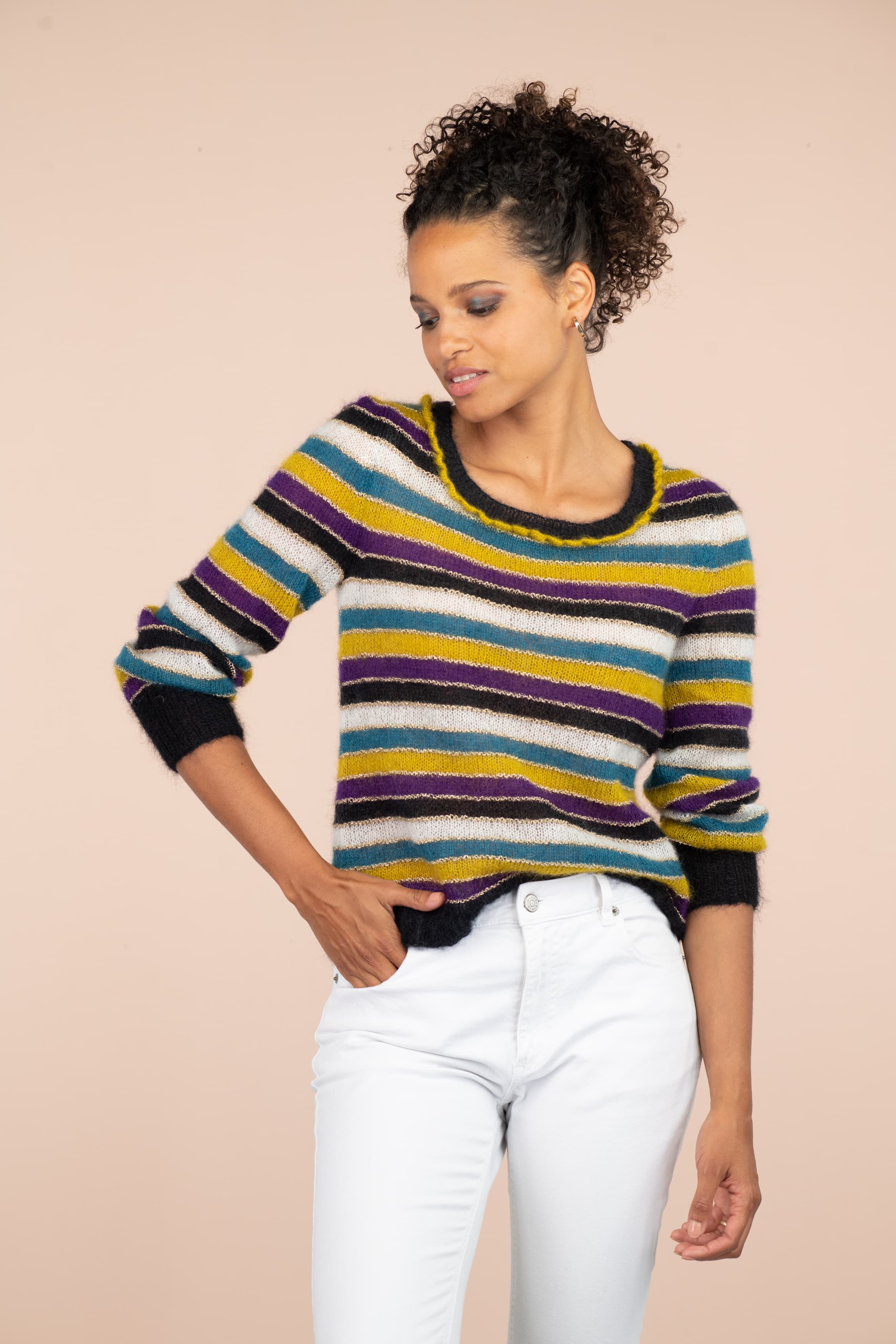 Annyblatt Suzanne pull donna a righe mohair