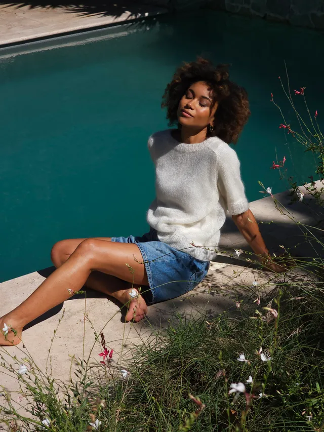 Anny Blatt Eugenie top kit maglia mohair taglia M naturale