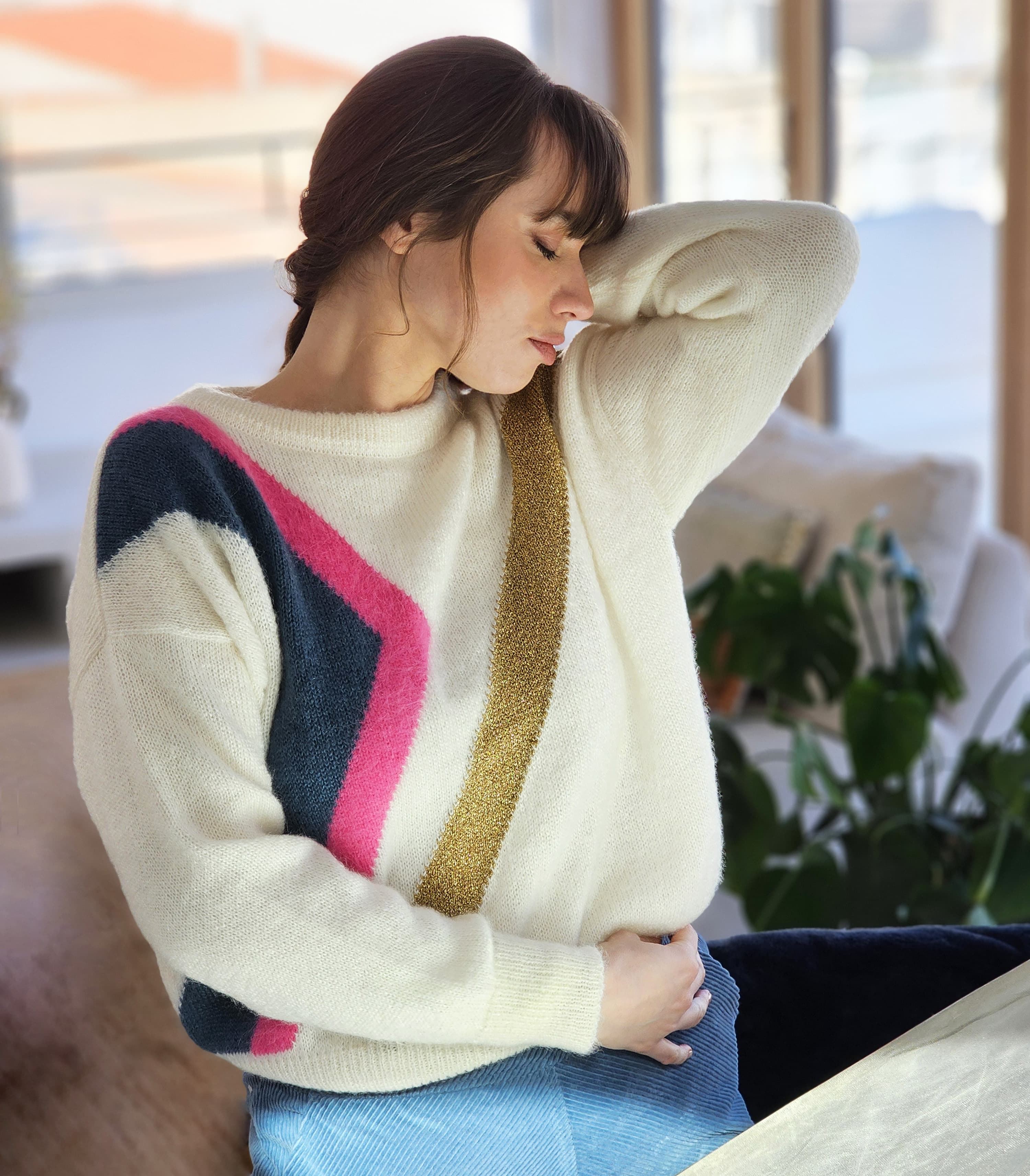 Anny Blatt Inès pullover mohair baltique oro