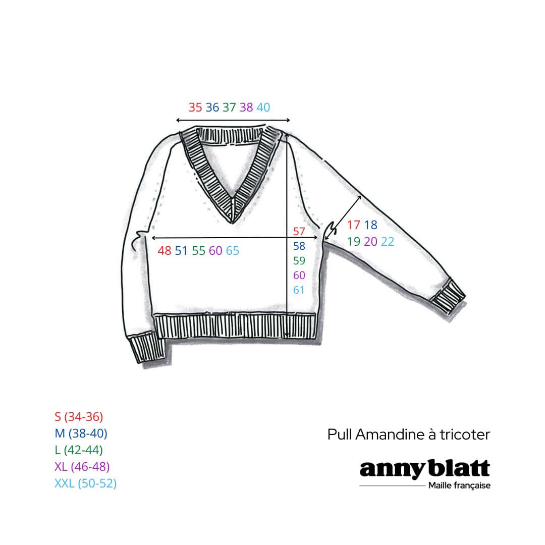 Anny Blatt Amandine kit maglia pull scollo V antracite