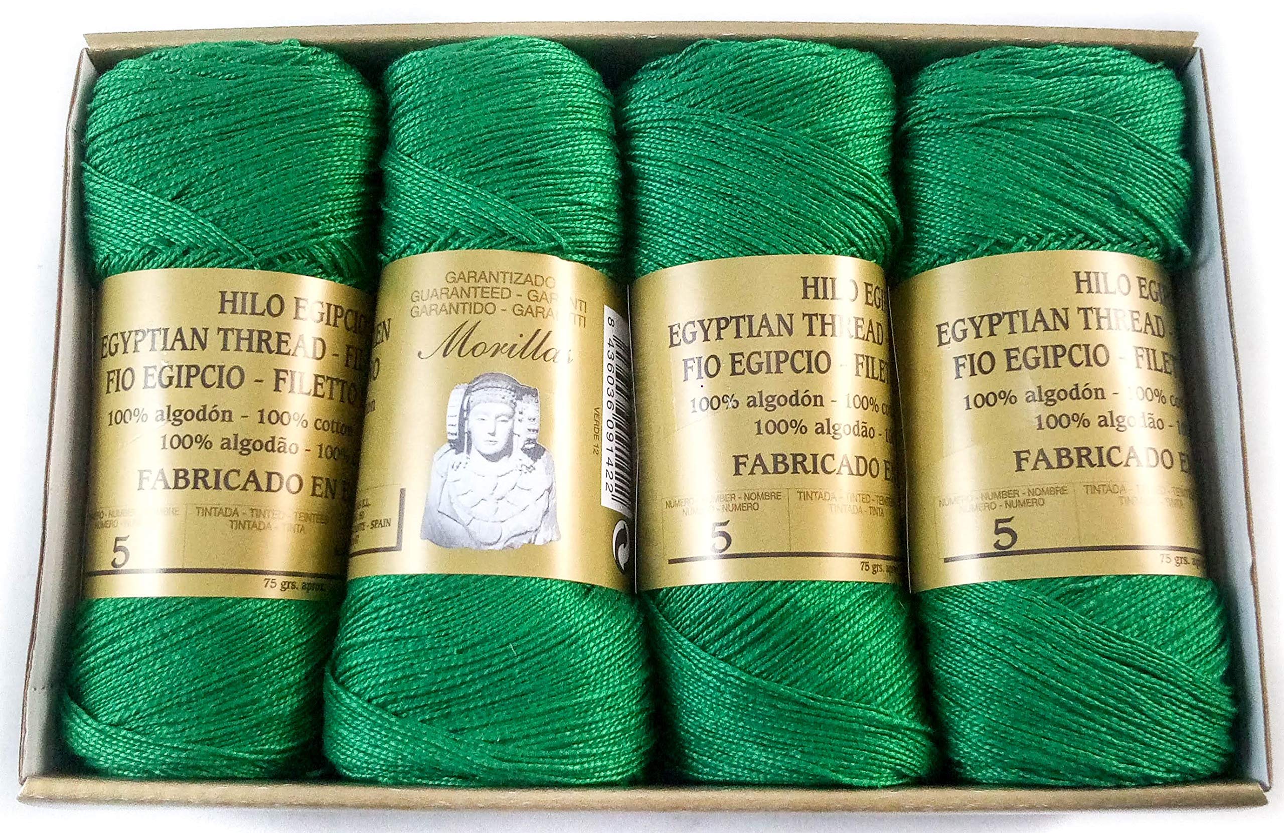 Morillas Zepelines Ne 5/2 cotone perlato verde 12 x8 tinta unita