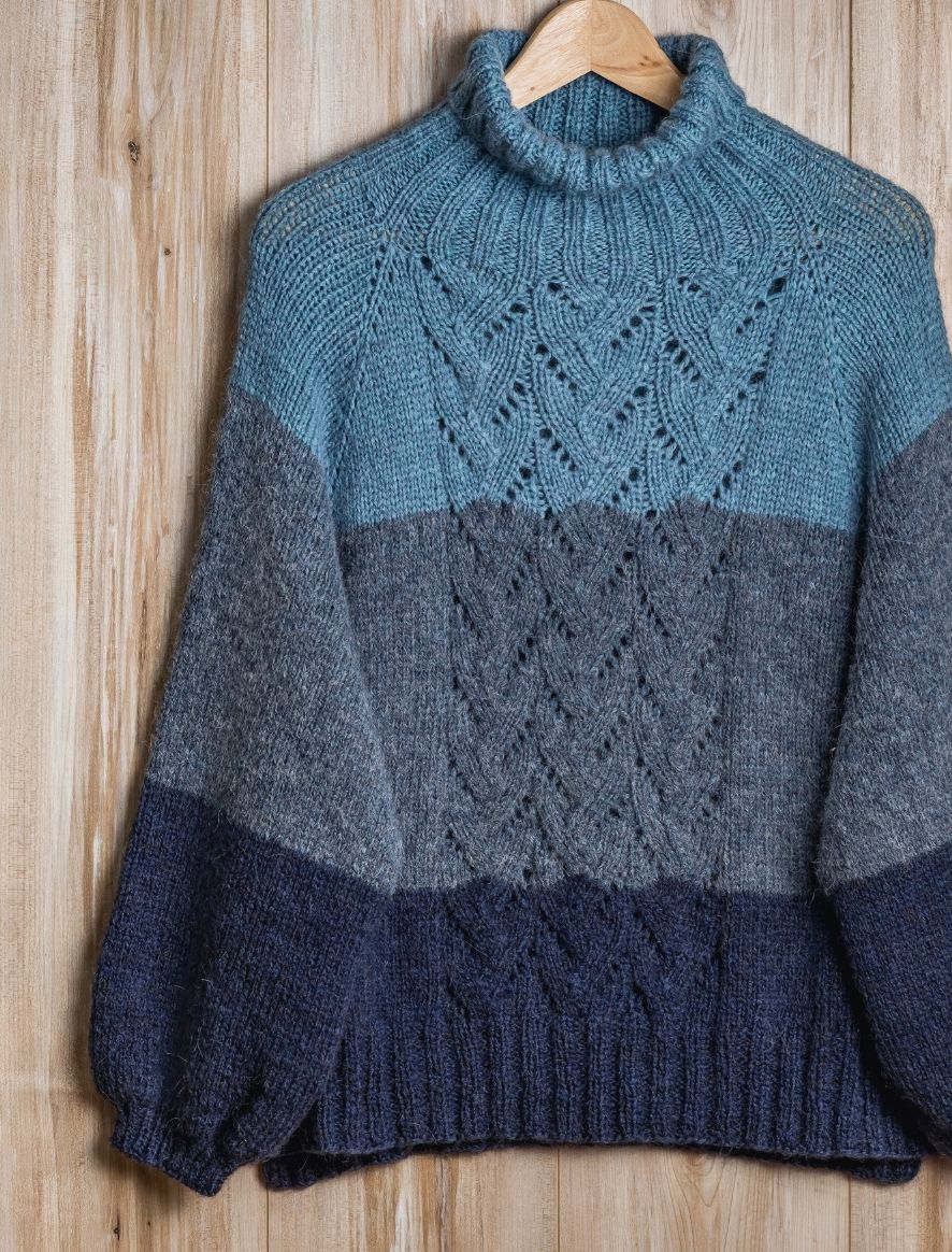 Rosarios4 TJ Inverno Camisola Azul schema maglia donna