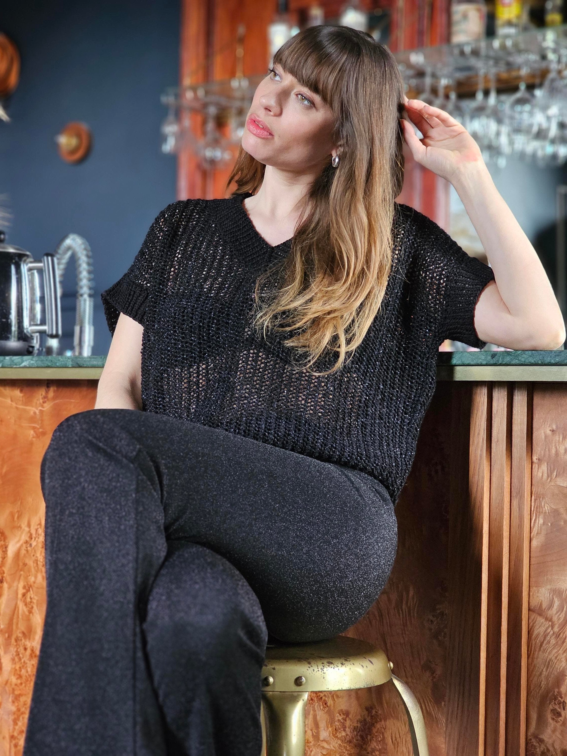 Annyblatt Meredith top kit maglia taglia M nero cotone
