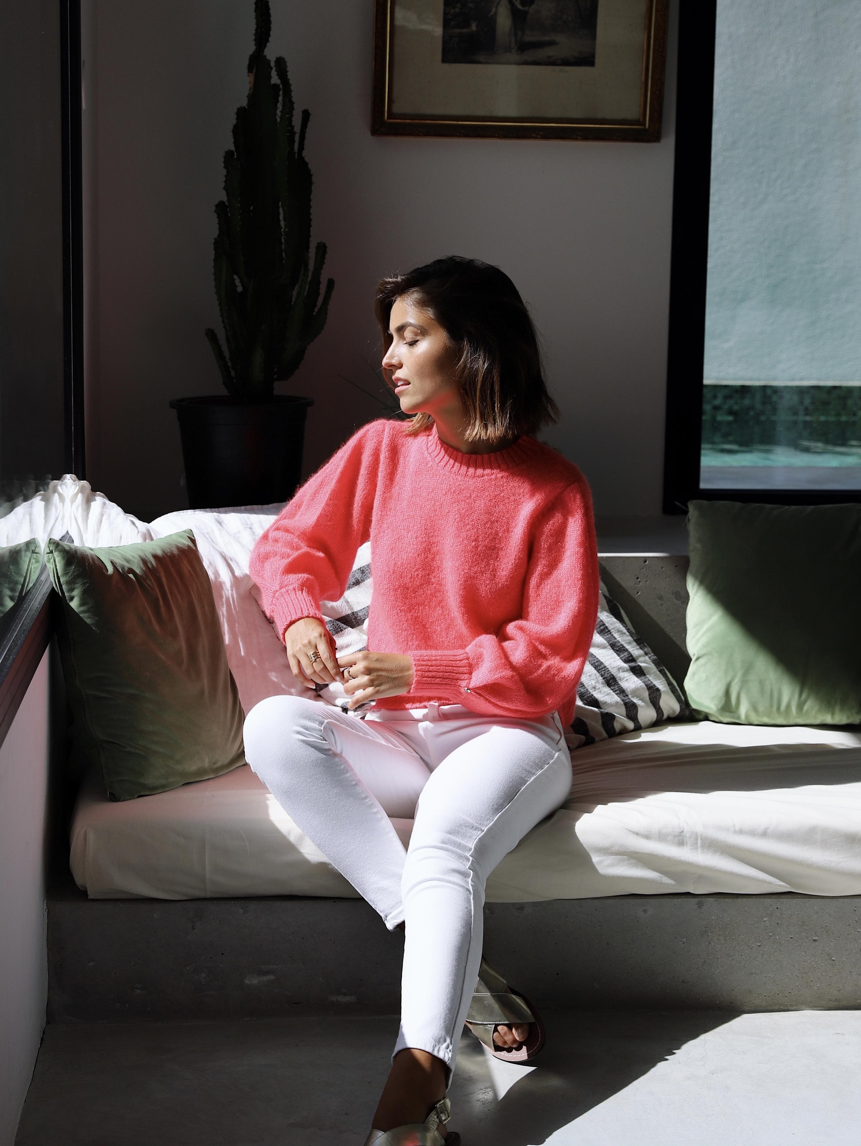 Anny Blatt Alix maglione mohair e seta neon