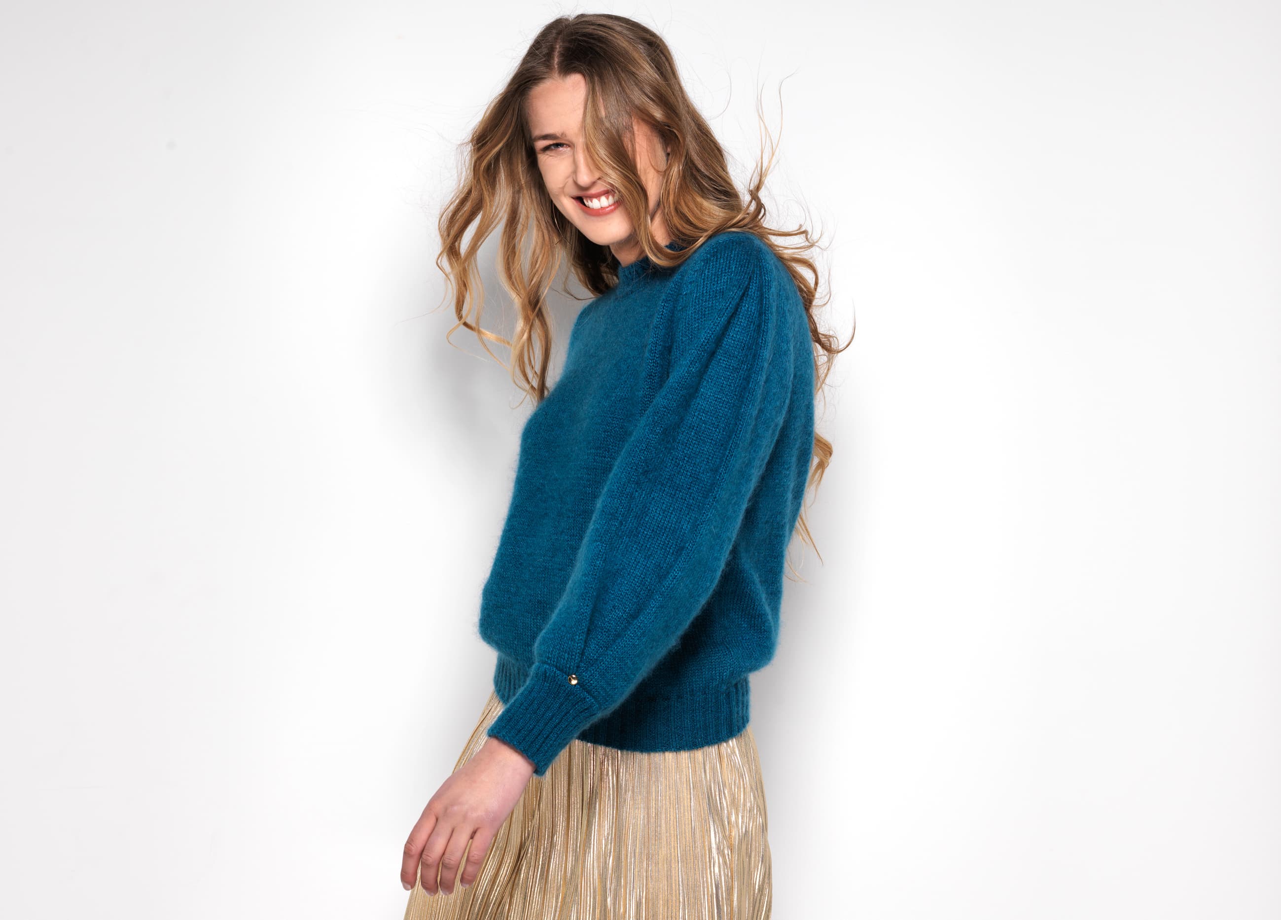Anny Blatt Honey Moon Alix maglione mohair pacifico