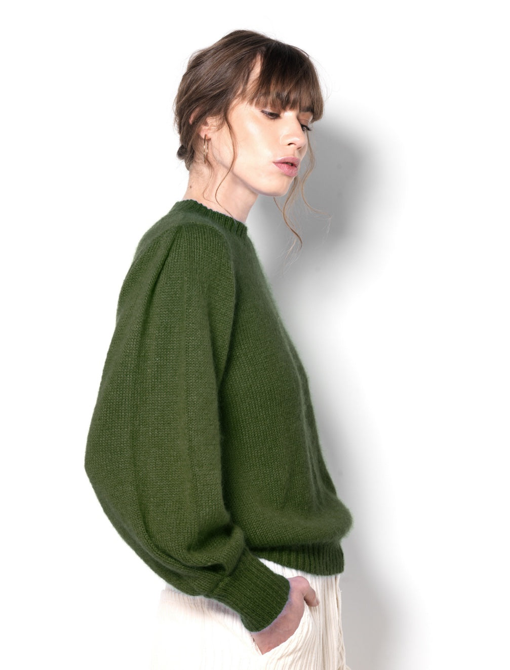 Annyblatt Alix maglione taglia XS kaki mohair seta