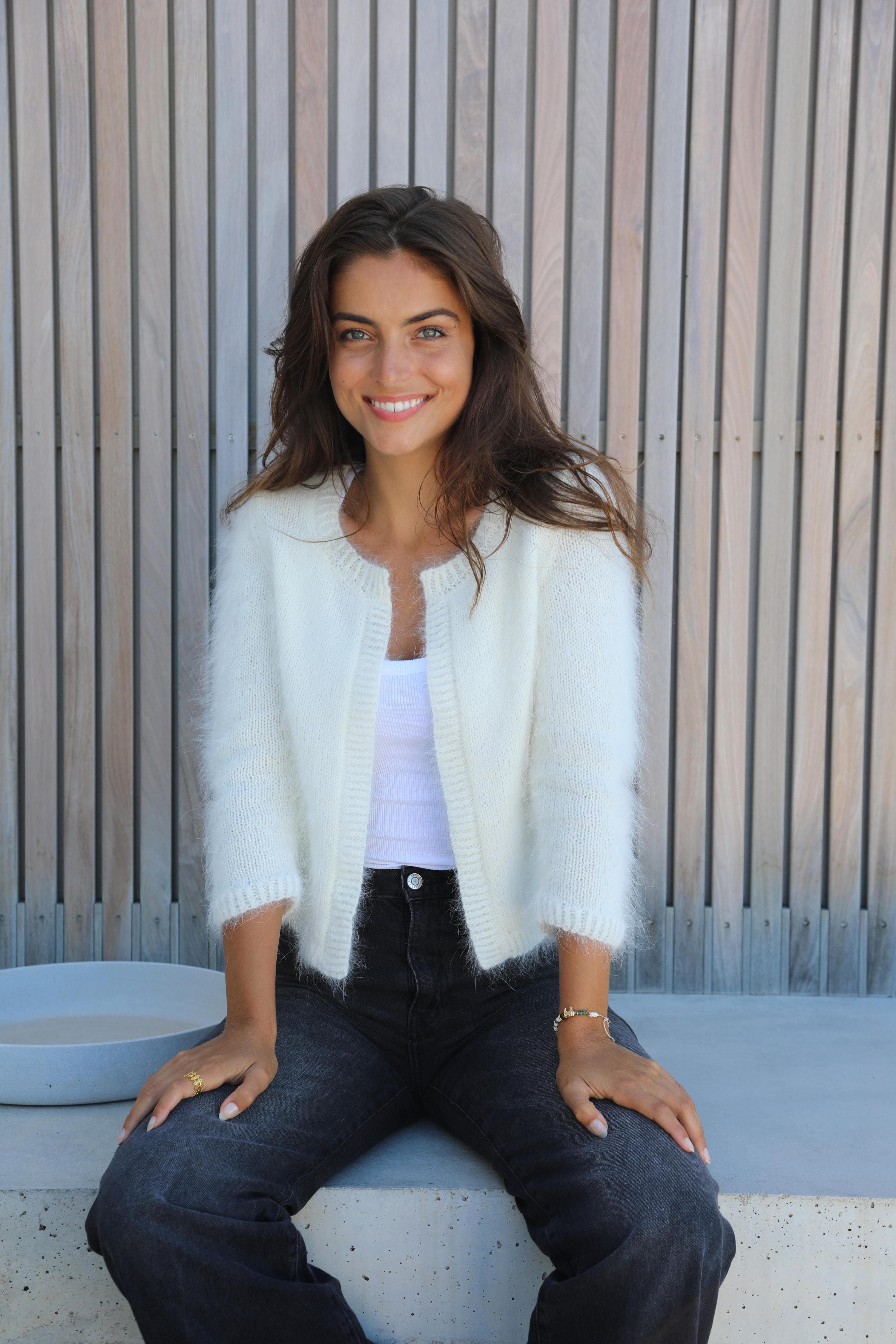 Annyblatt Odile cardigan kit maglia angora S naturale