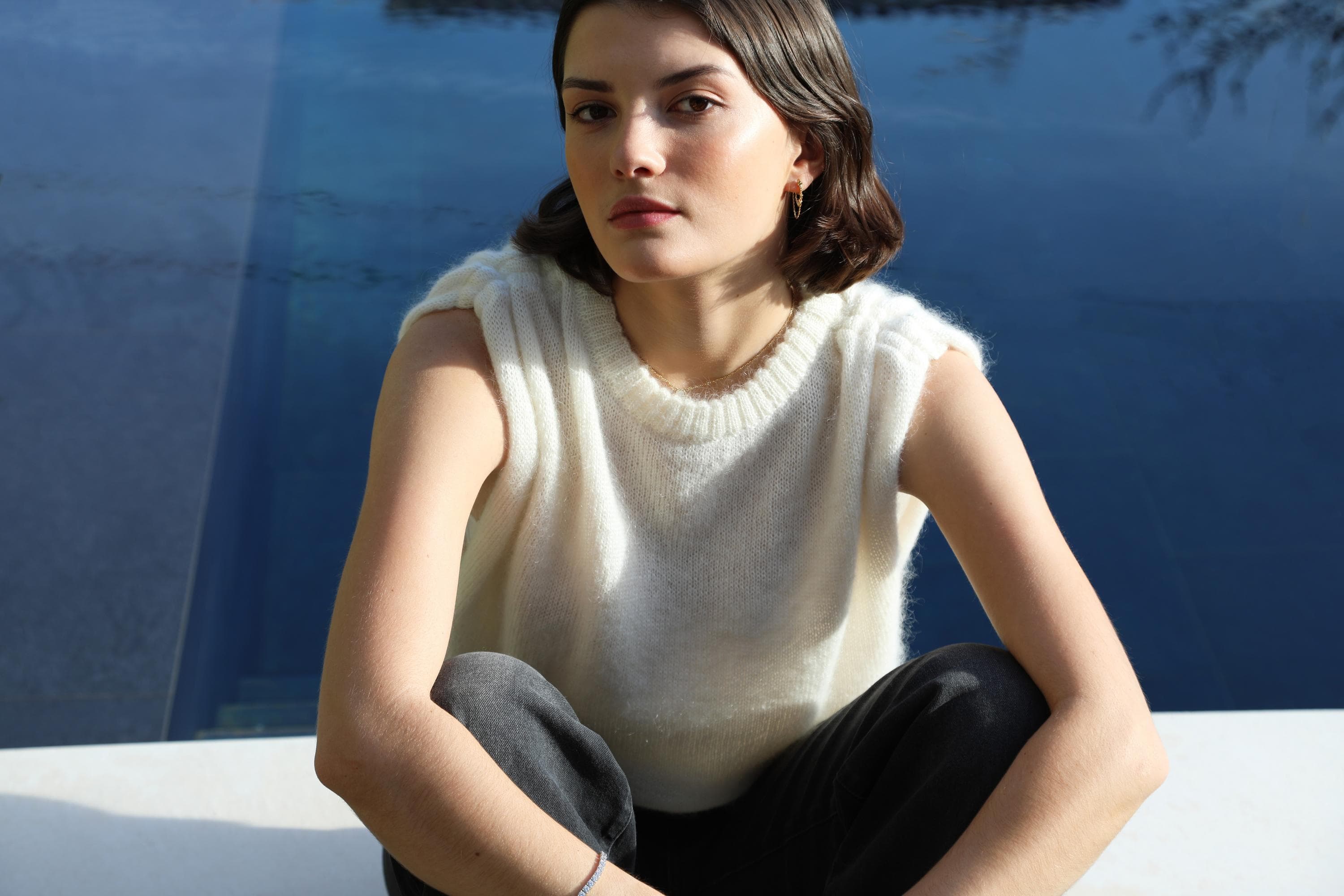 Anny Blatt Pearl kit maglia smanicato mohair seta