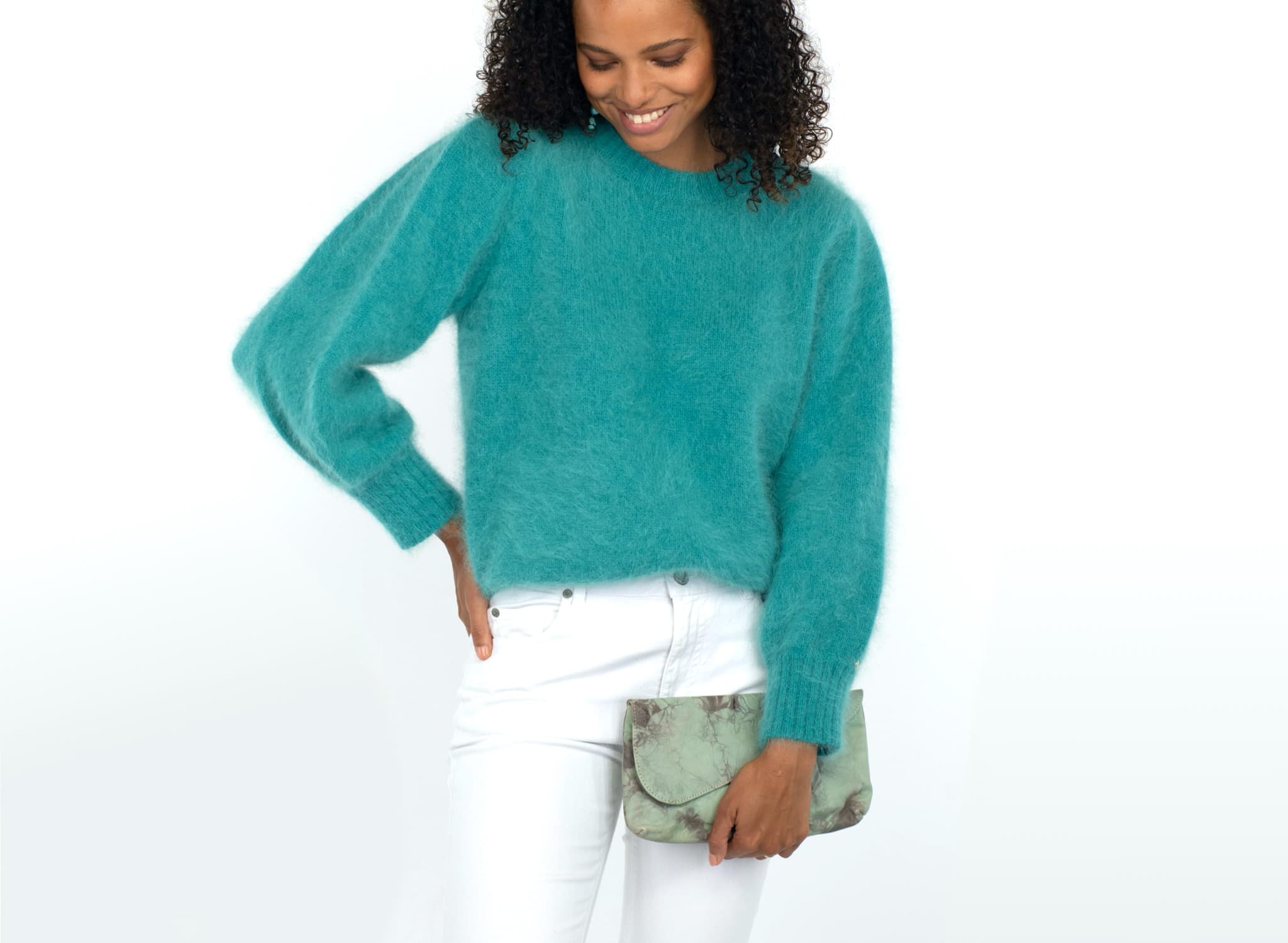 Anny Blatt Alix maglione angora menta