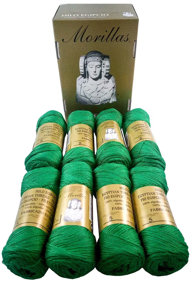 Morillas Zepelines Ne 5/2 cotone perlato verde 12 x8 tinta unita