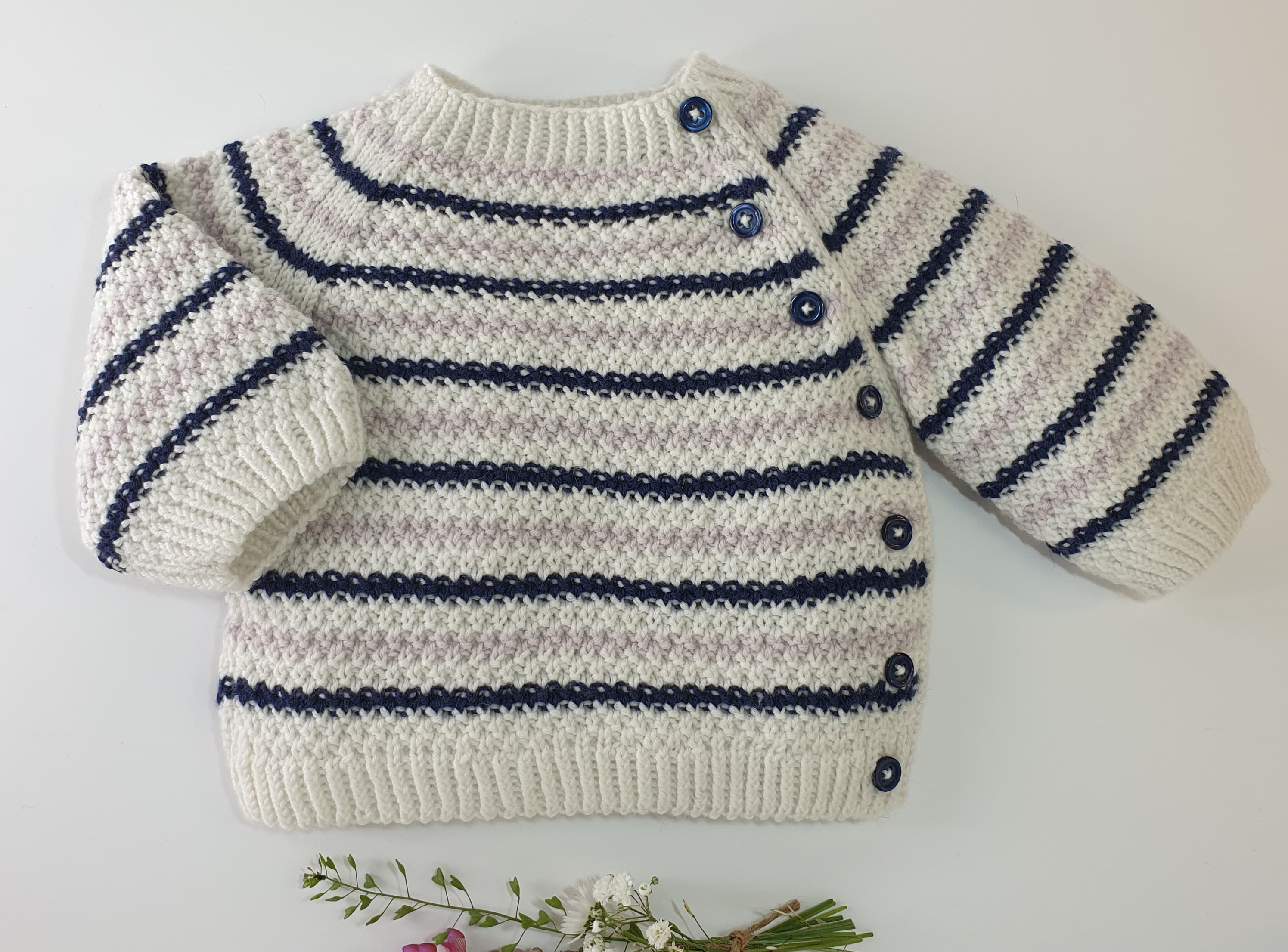 Anny Blatt Baby Peuplier kit maglioncino merino bianco taglia 1