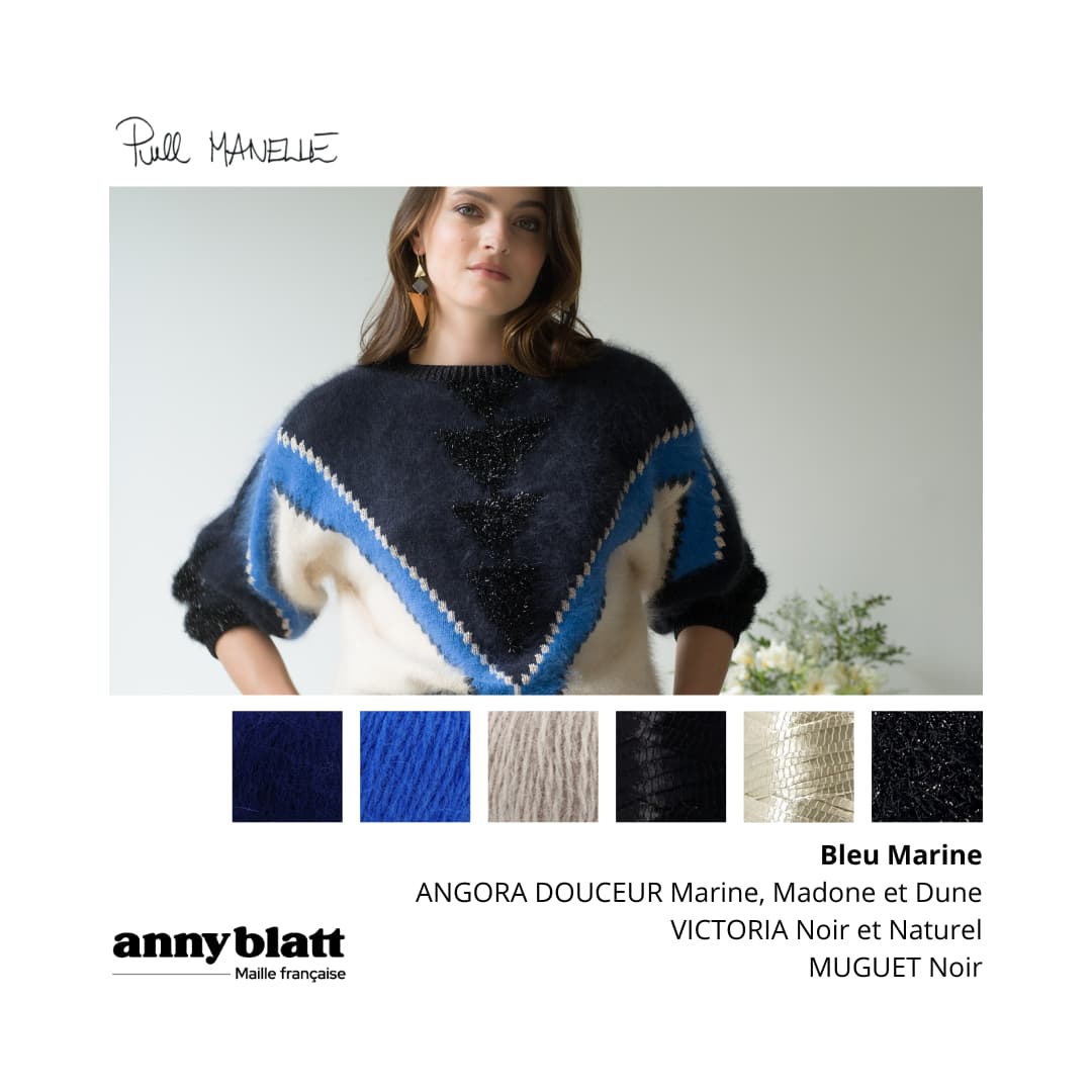 Annyblatt Manelle pullover kit maglia angora S blu marine