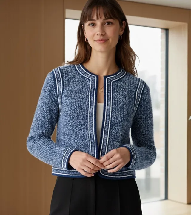 Annyblatt Nora giacca kit maglia taglia S blu mohair