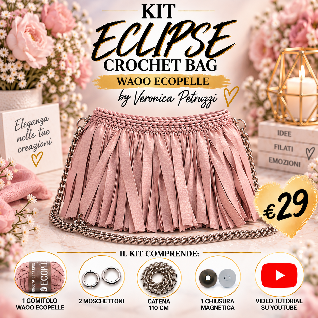 Il Filo di Arianna Kit Eclipse Crochet Bag borsa Carbon 09
