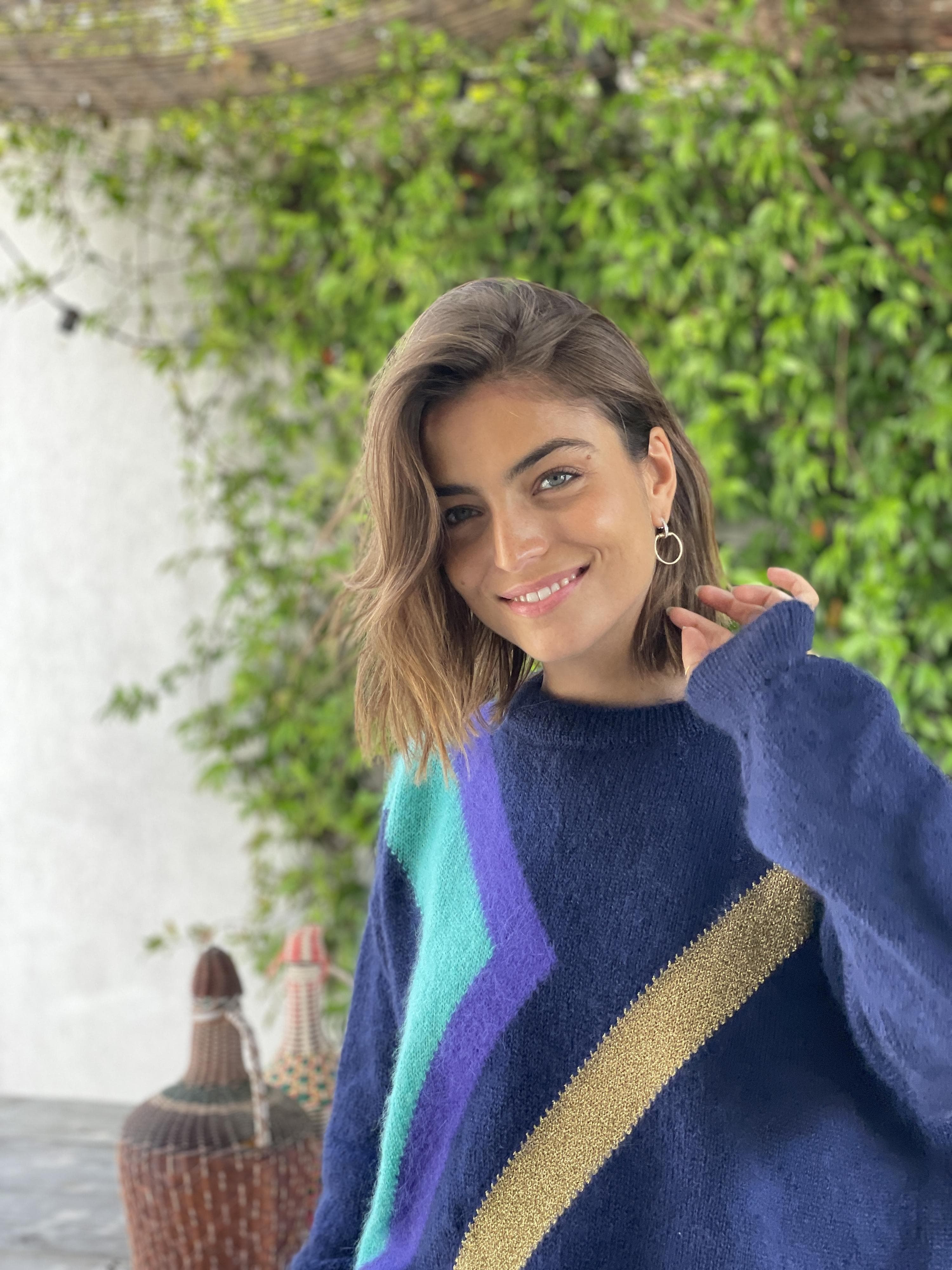 Anny Blatt Ines maglione mohair chevron oro