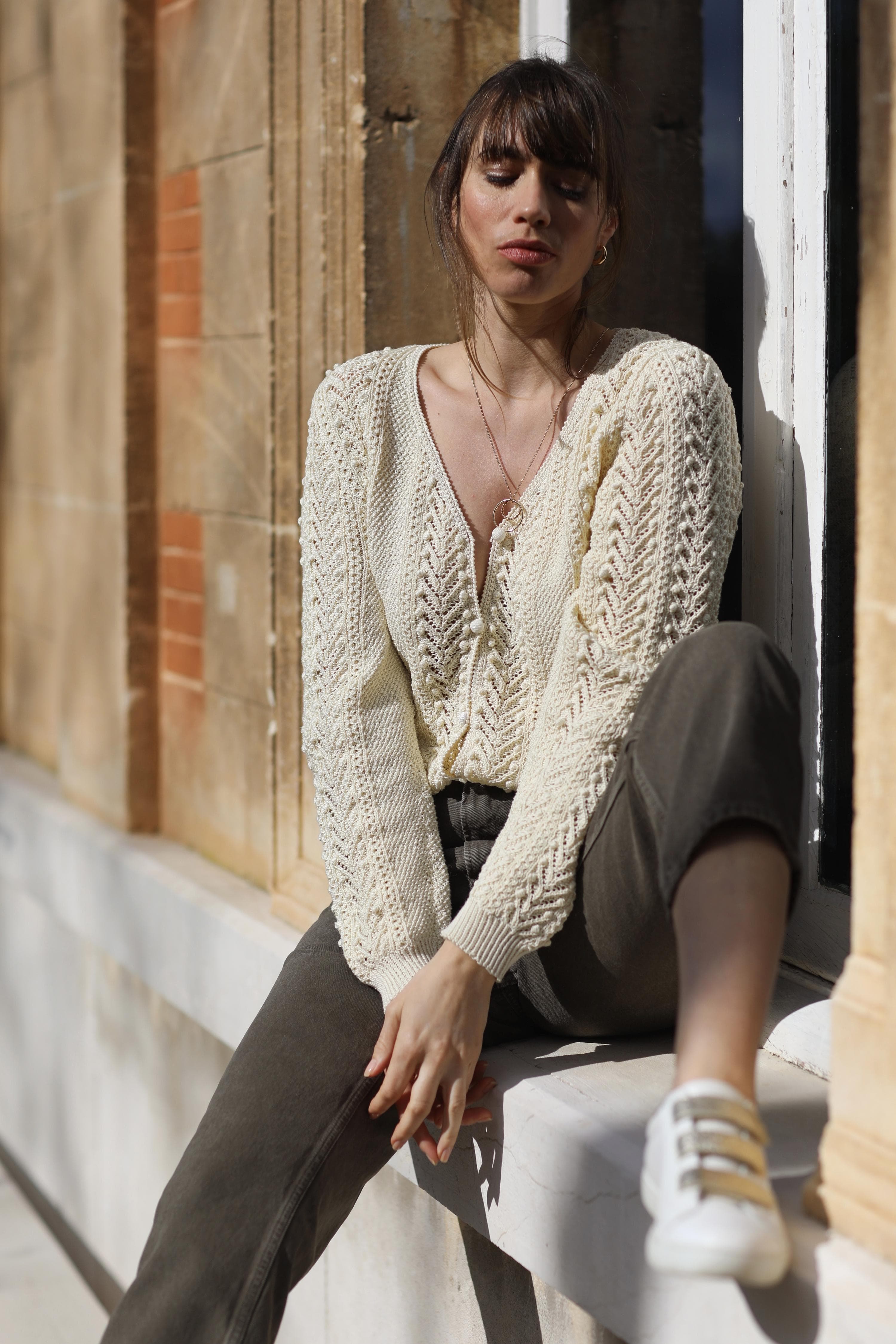 Anny Blatt Riviera Stacy kit gilet cotone naturale taglia M