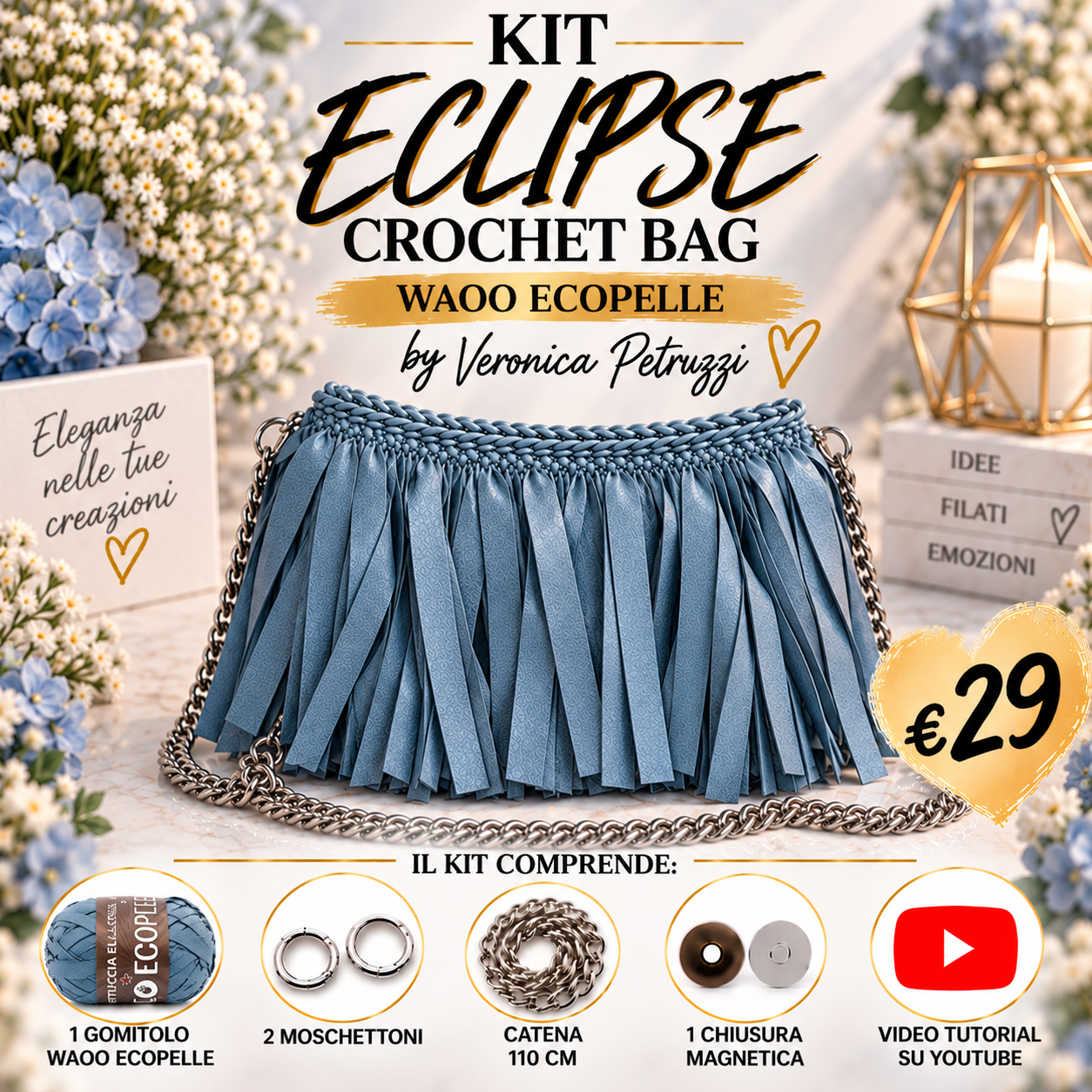 Il Filo di Arianna Kit Eclipse Crochet Bag borsa Carbon 09