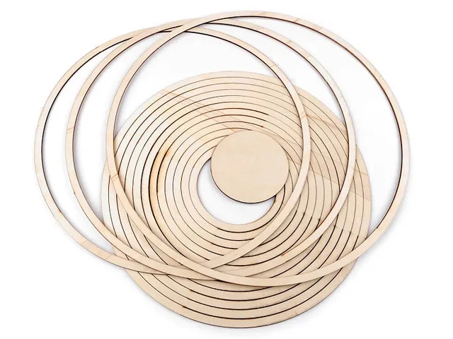 Il Filo di Arianna set 15 cerchi legno macramè 8-36 cm naturali