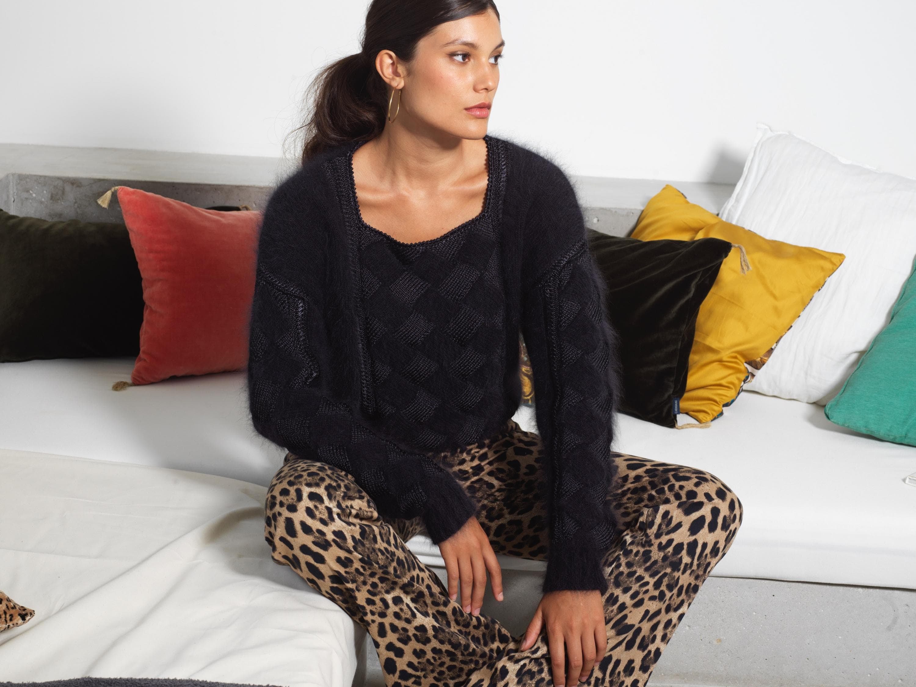 Annyblatt Angora Douceur Linda kit maglia S nero angora